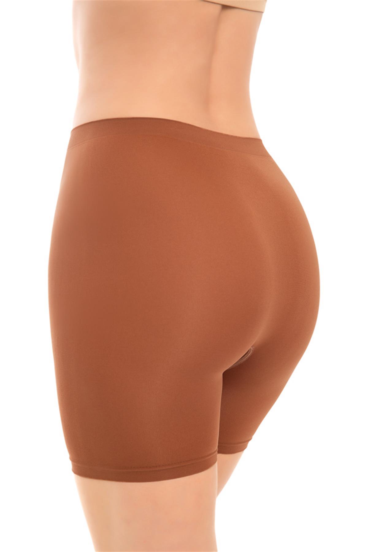 Cottonhill Premium - Kadın Kahverengi Ultra-Rahat Seamless Yüksek Bel Uzun Paça Boxer