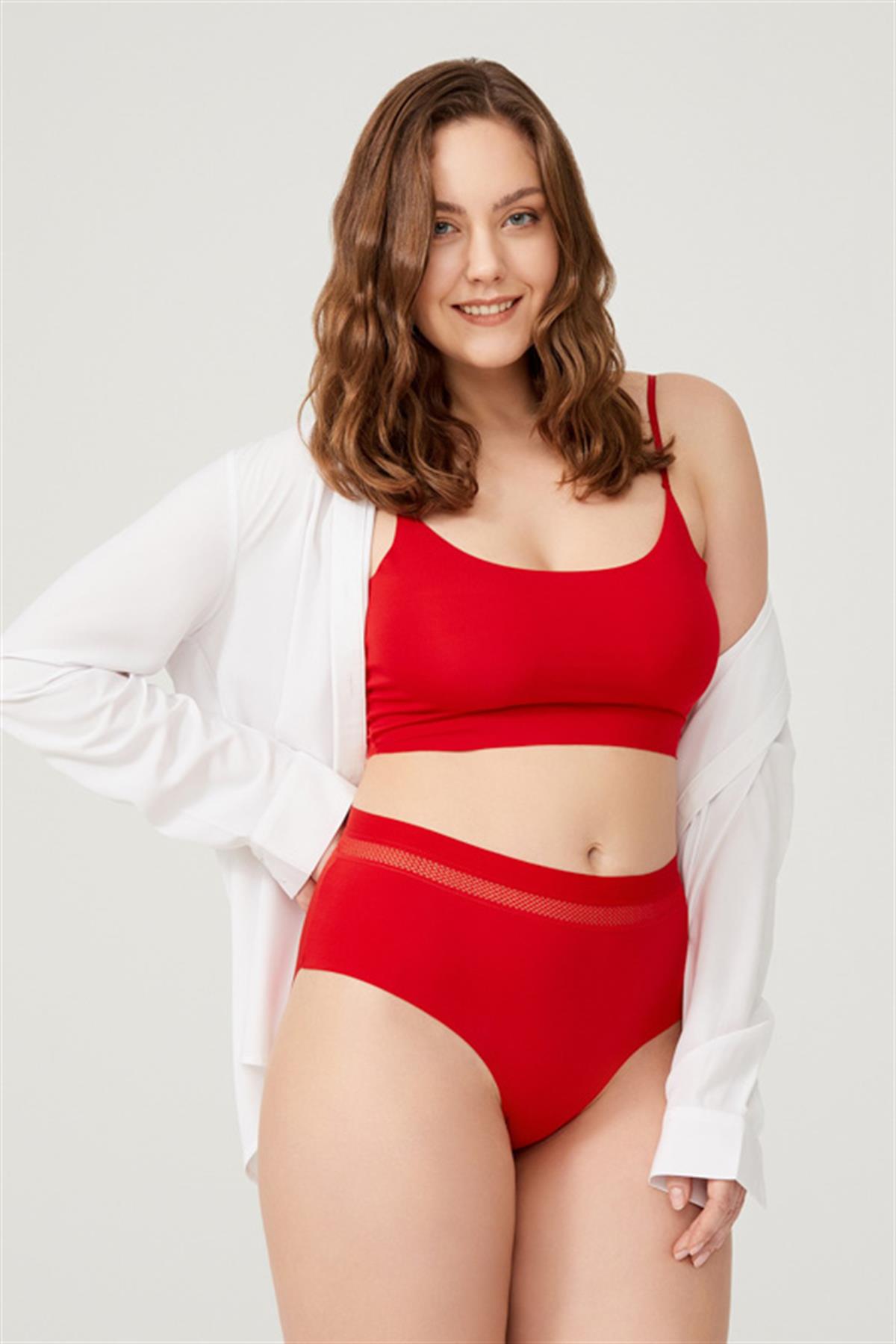 Lazer Kesim Lastik Detaylı Büyük Beden Bikini Külot 5li Paket-3