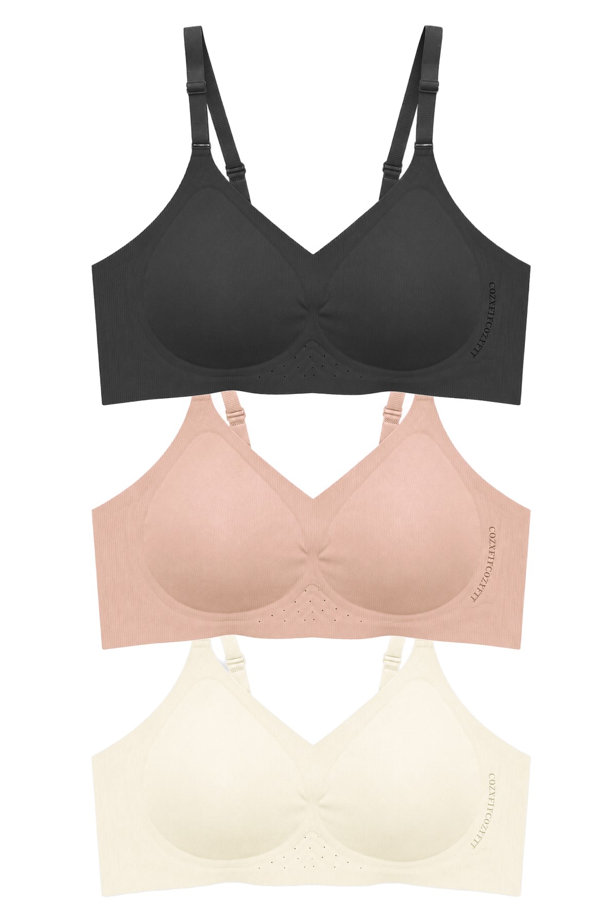 Seamless Bra - Alure | Lazer Kesim Balensiz Perfore Detaylı Dikişsiz Kadın Sütyen 3lü Paket-2