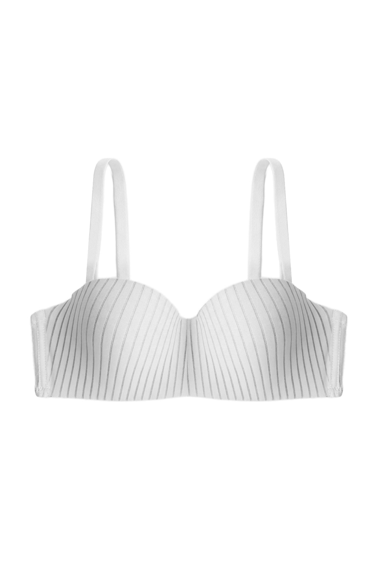 Seamless Bra - Striva | Beyaz Mikro Çizgi Desenli Balenli Toparlayıcı Kadın Sütyen