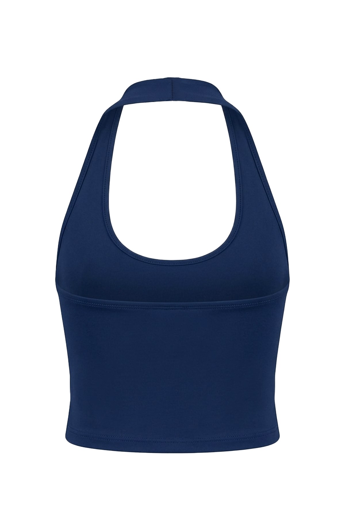 Lacivert Viskon Halter Yaka Sırt Dekolteli Kadın Crop Atlet