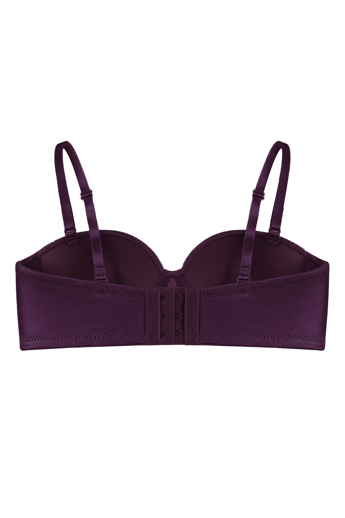 Seamless Bra - Maris | Mürdüm Micro Balenli Parlak Straplez Kadın Sütyen