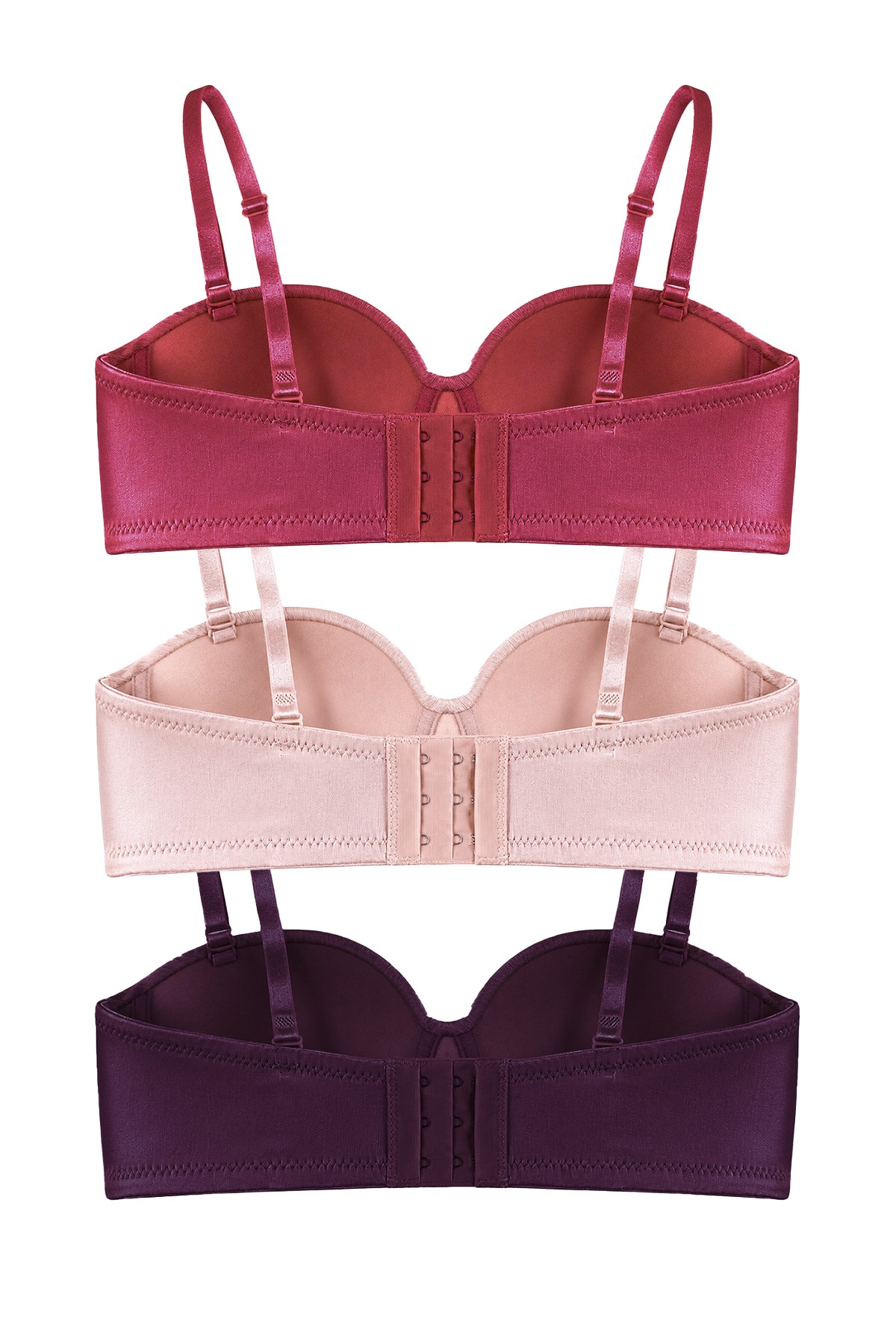 Seamless Bra - Maris | Micro Balenli Parlak Straplez Kadın Sütyen 3lü Paket-2