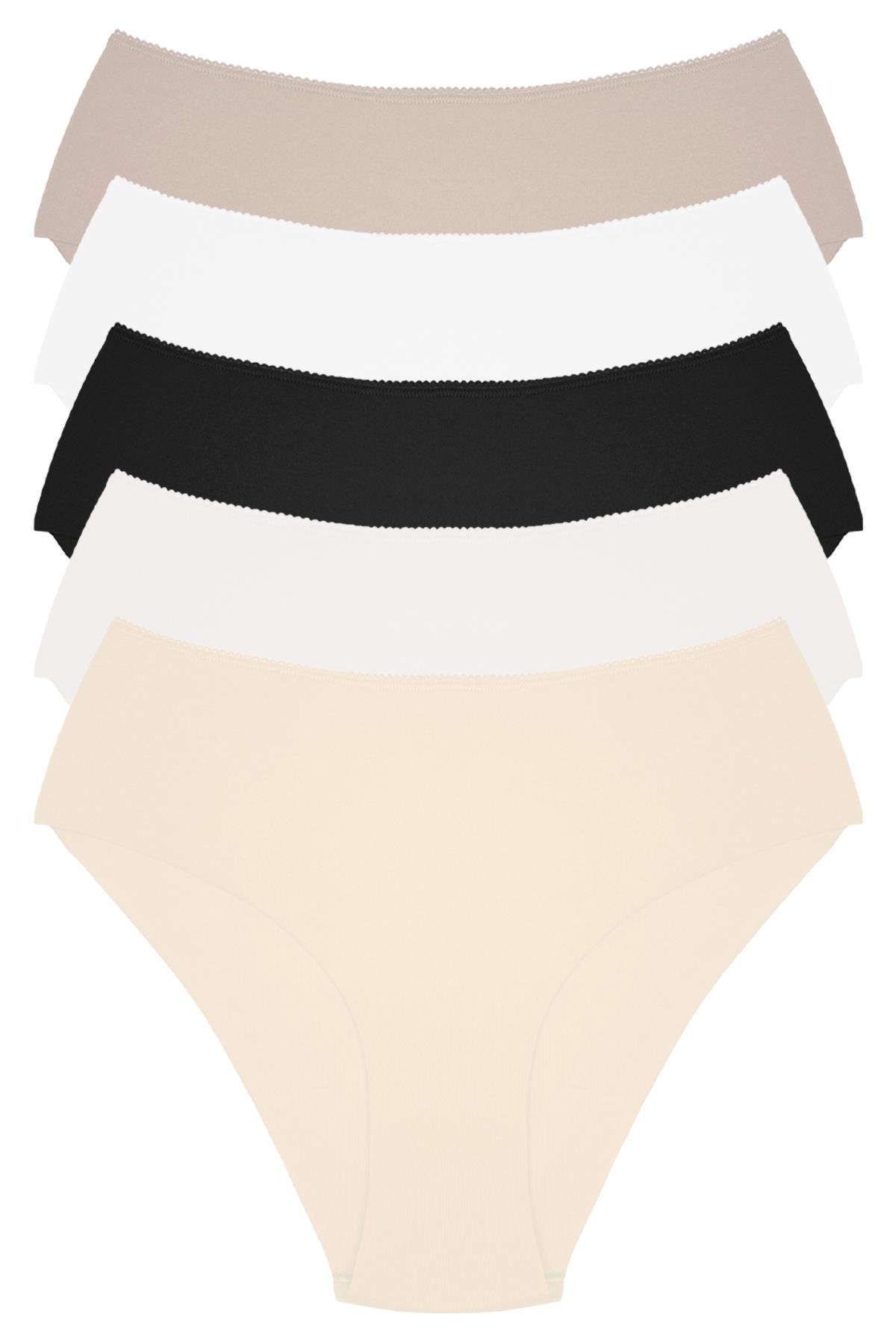 Basic Yüksek Bel Büyük Beden Kadın Lazer Külot 5li Paket