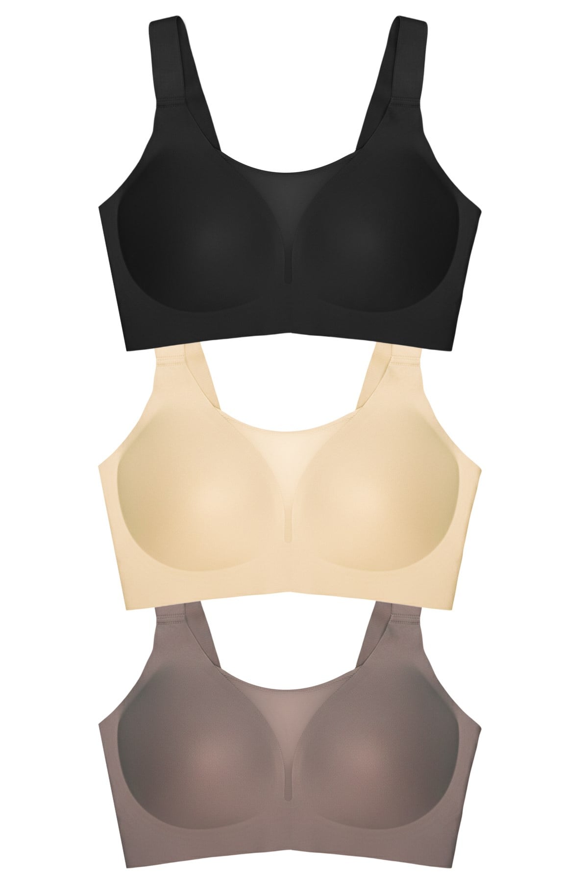 Seamless Bra - Forme | Lazer Kesim Dikişsiz Toparlayıcı Büyük Tüllü Beden Kadın Sütyen 3lü Paket-2