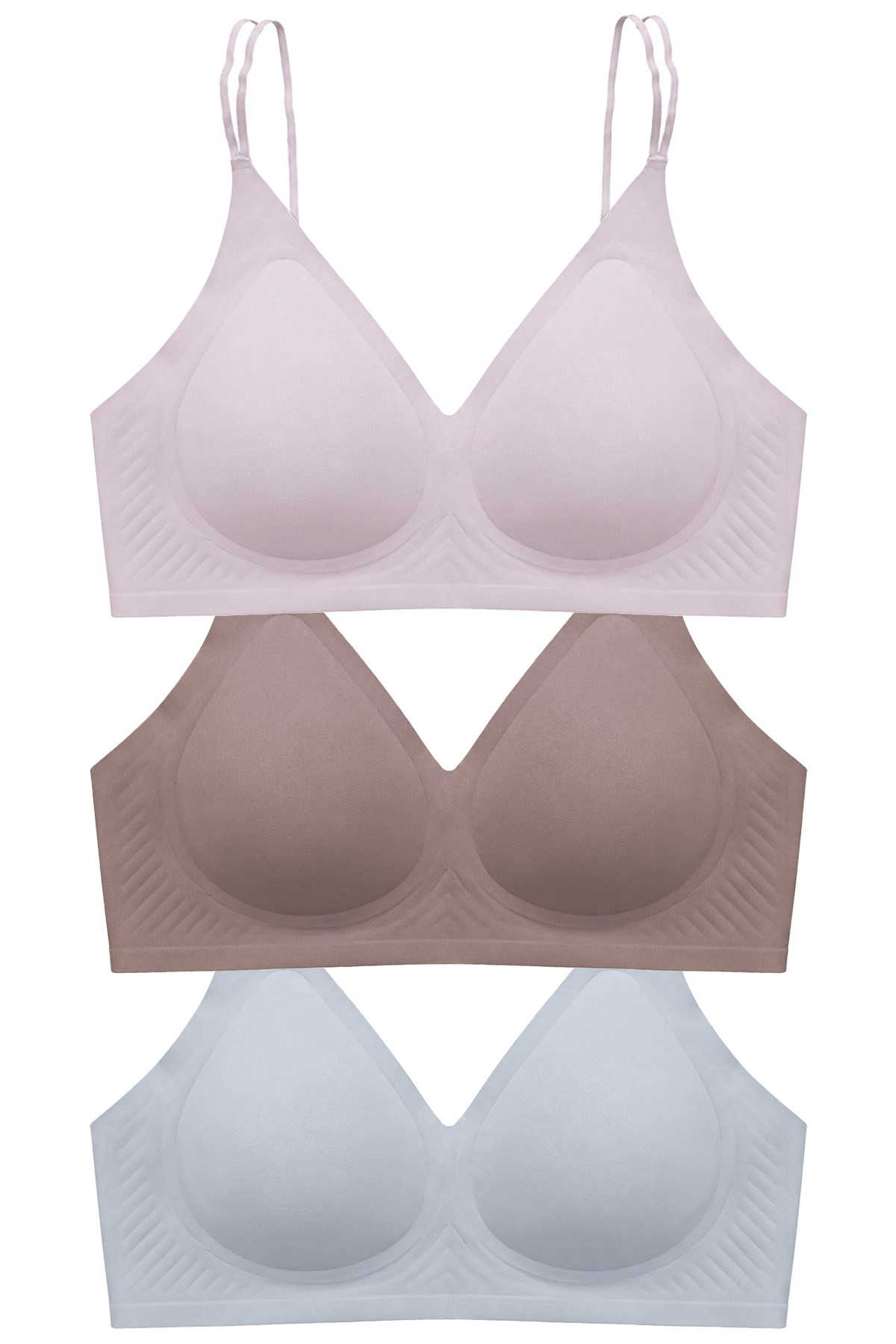 Seamless Bra - Viora | Lazer Kesim Balensiz Kontur Kabartma Detaylı Dikişsiz Kadın Sütyen 3lü Paket