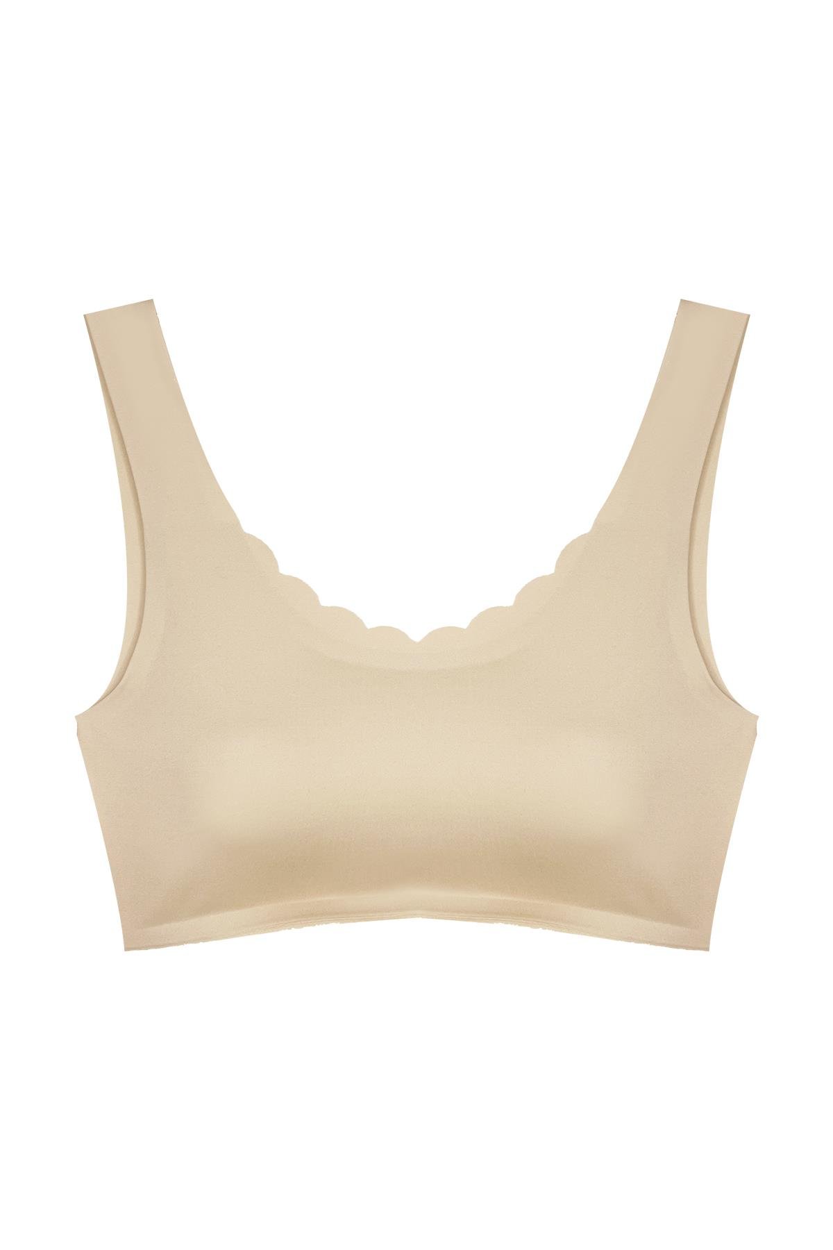 Ten Dikişsiz Lazer Kesim Sütyen Pedli Kadın Hayalet Sütyen Dalga Detaylı