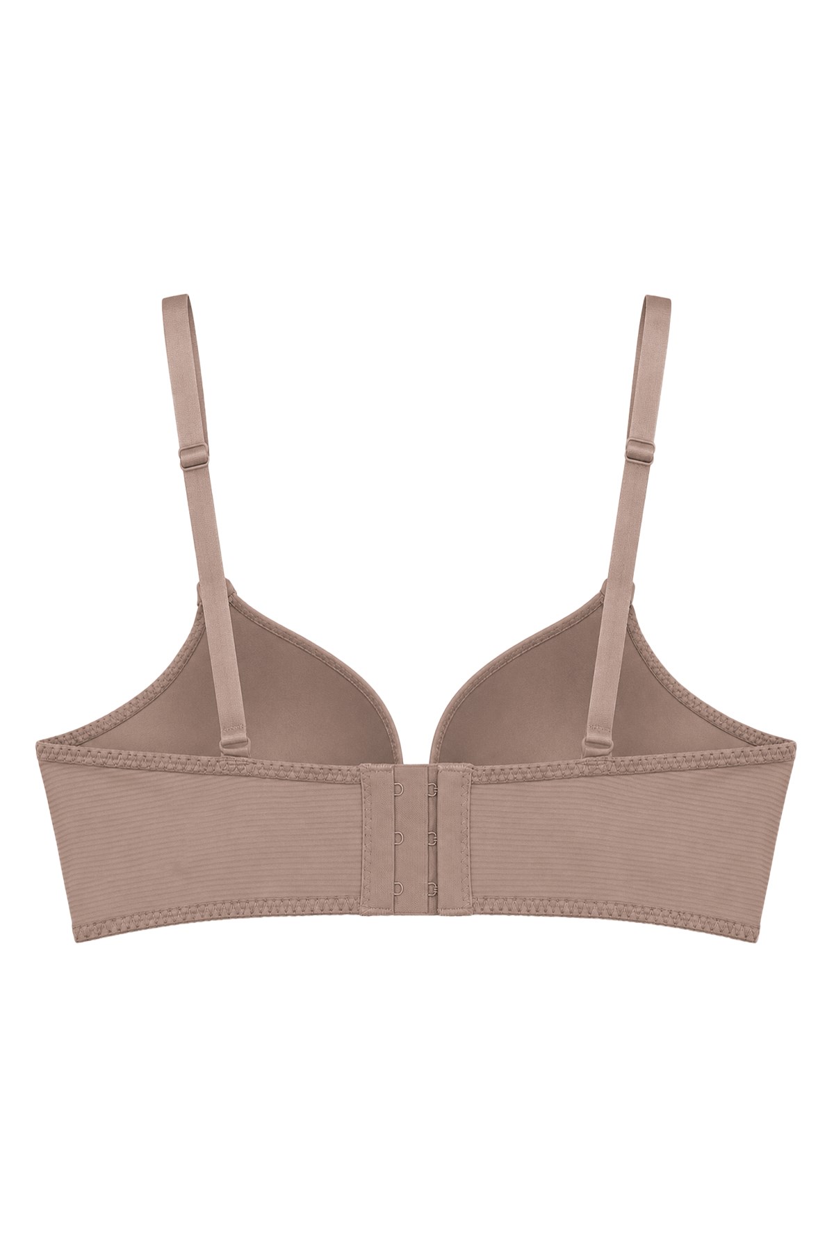 Seamless Bra - Renoa | Kahverengi Rib Dokulu Balensiz Doğal Form Straplez Kadın Sütyen