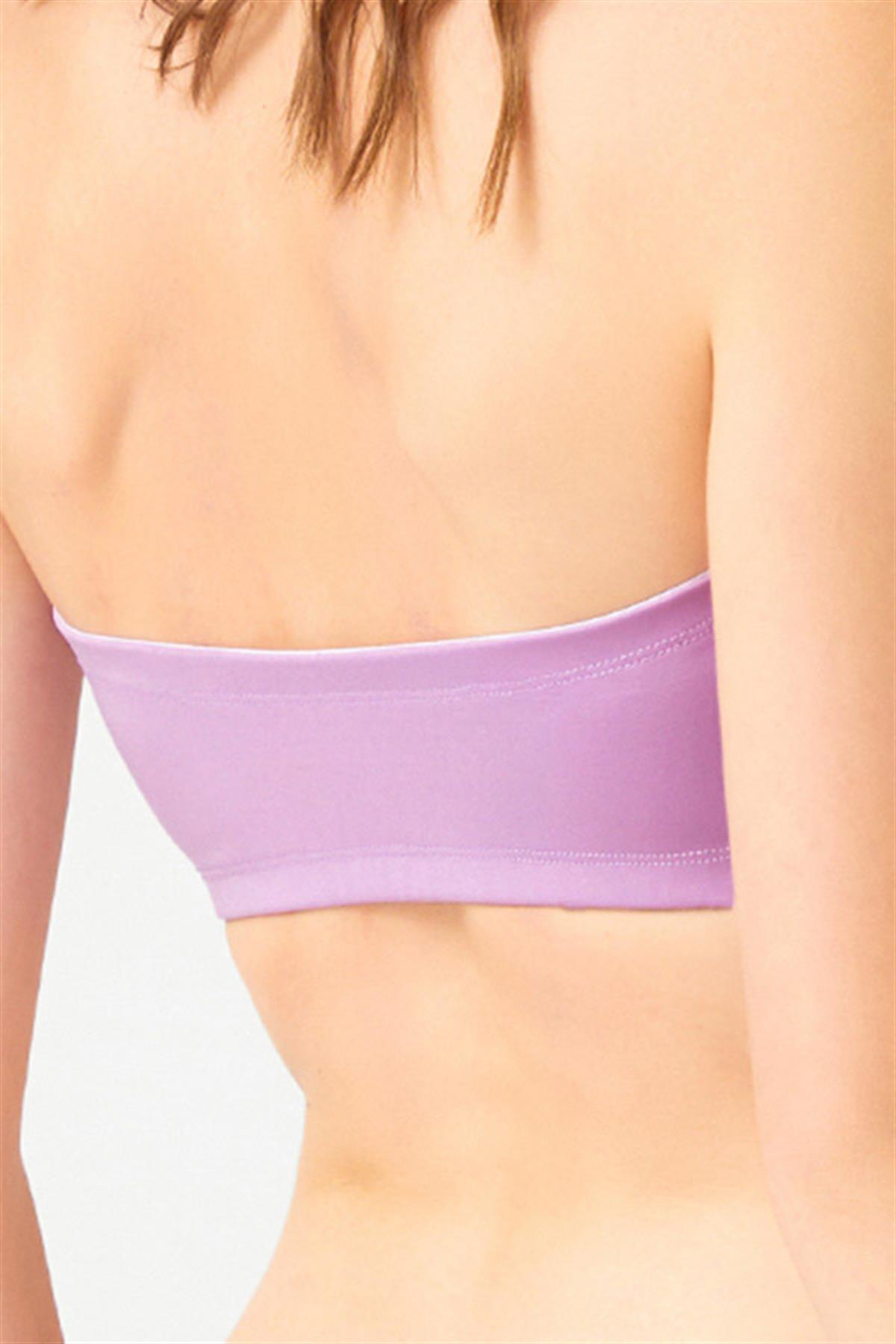 Straplez Crop Top Büstiyer Lila