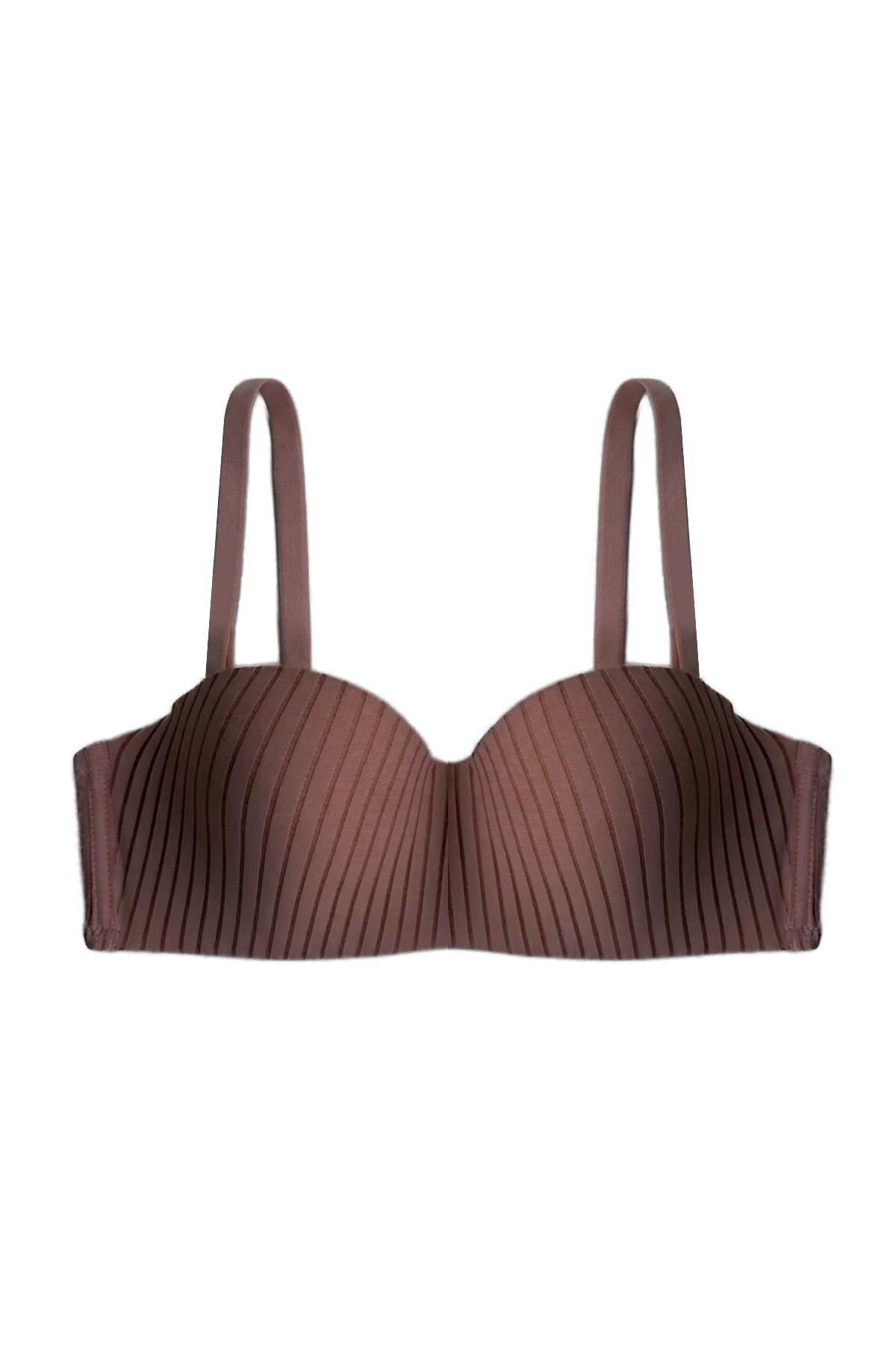 Seamless Bra - Striva | Kahverengi Mikro Çizgi Desenli Balenli Toparlayıcı Kadın Sütyen