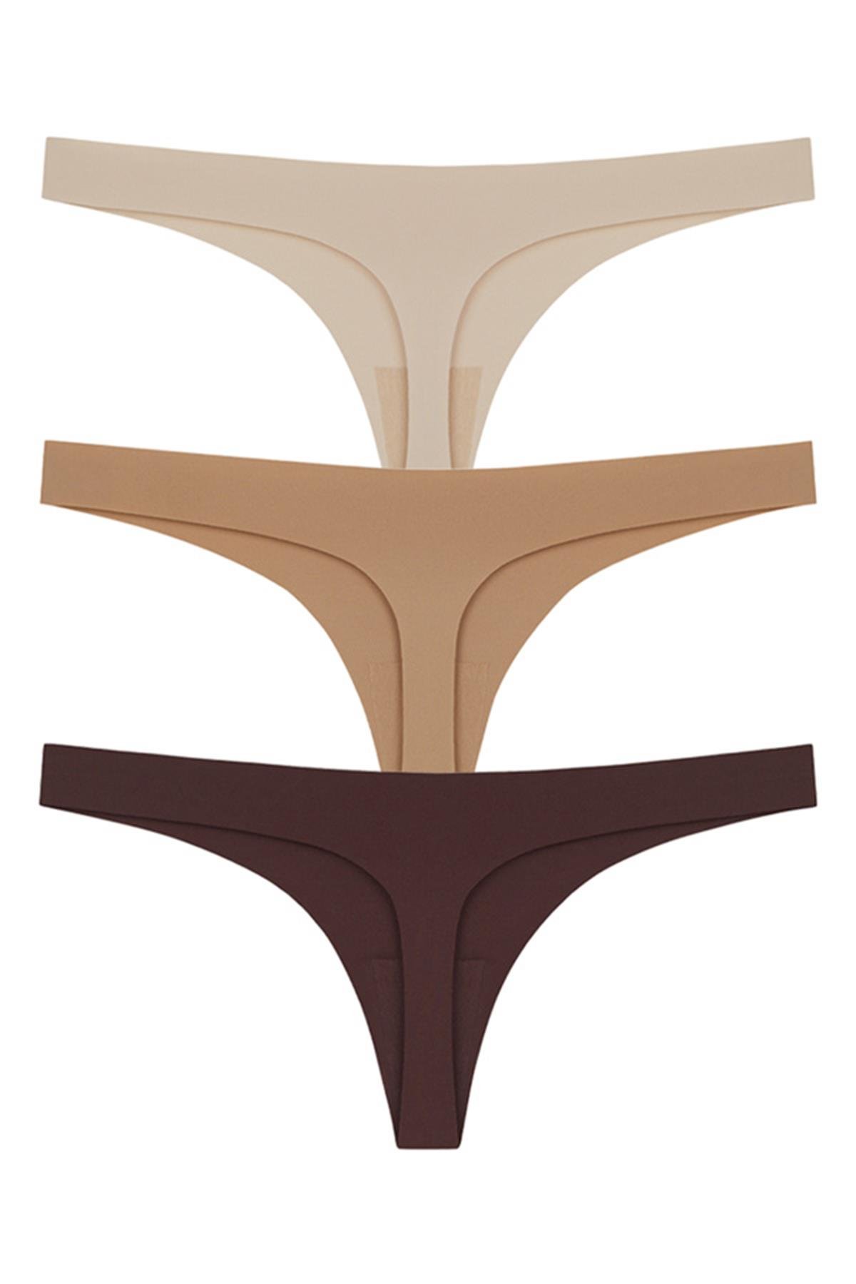 Lazer Kesim Kadın Tanga Külot 3lü Paket-2