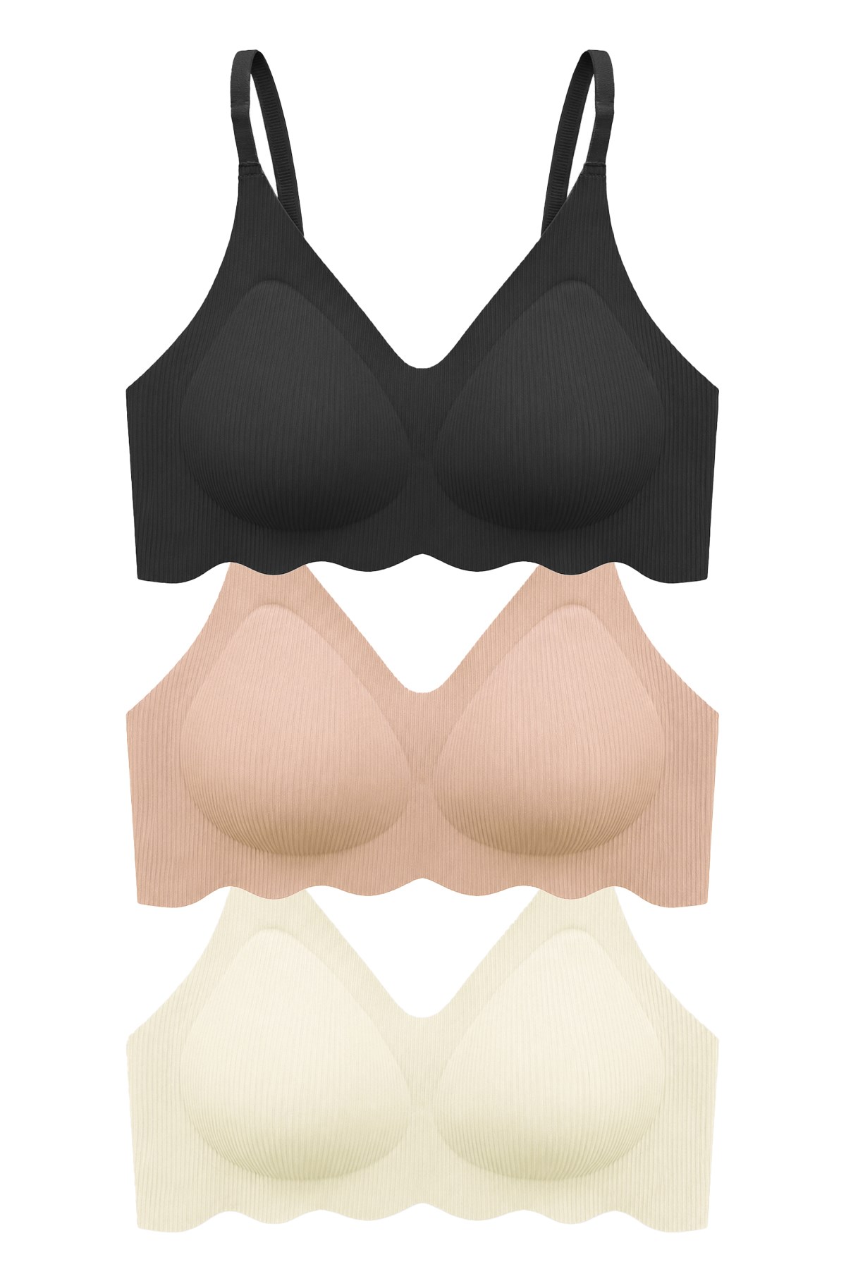 Seamless Bra - Elara | Lazer Kesim Balensiz İnce Fitil Dokulu Dikişsiz Kadın Sütyen 3lü Paket-2