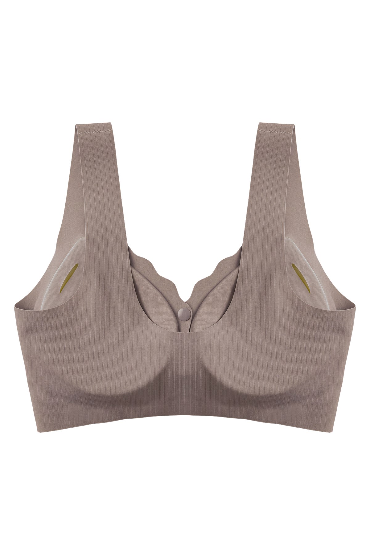 Seamless Bra - Feel | Kahverengi Lazer Kesim Çizgi Detaylı Önü Açılabilir Dikişsiz Kadın Sütyen
