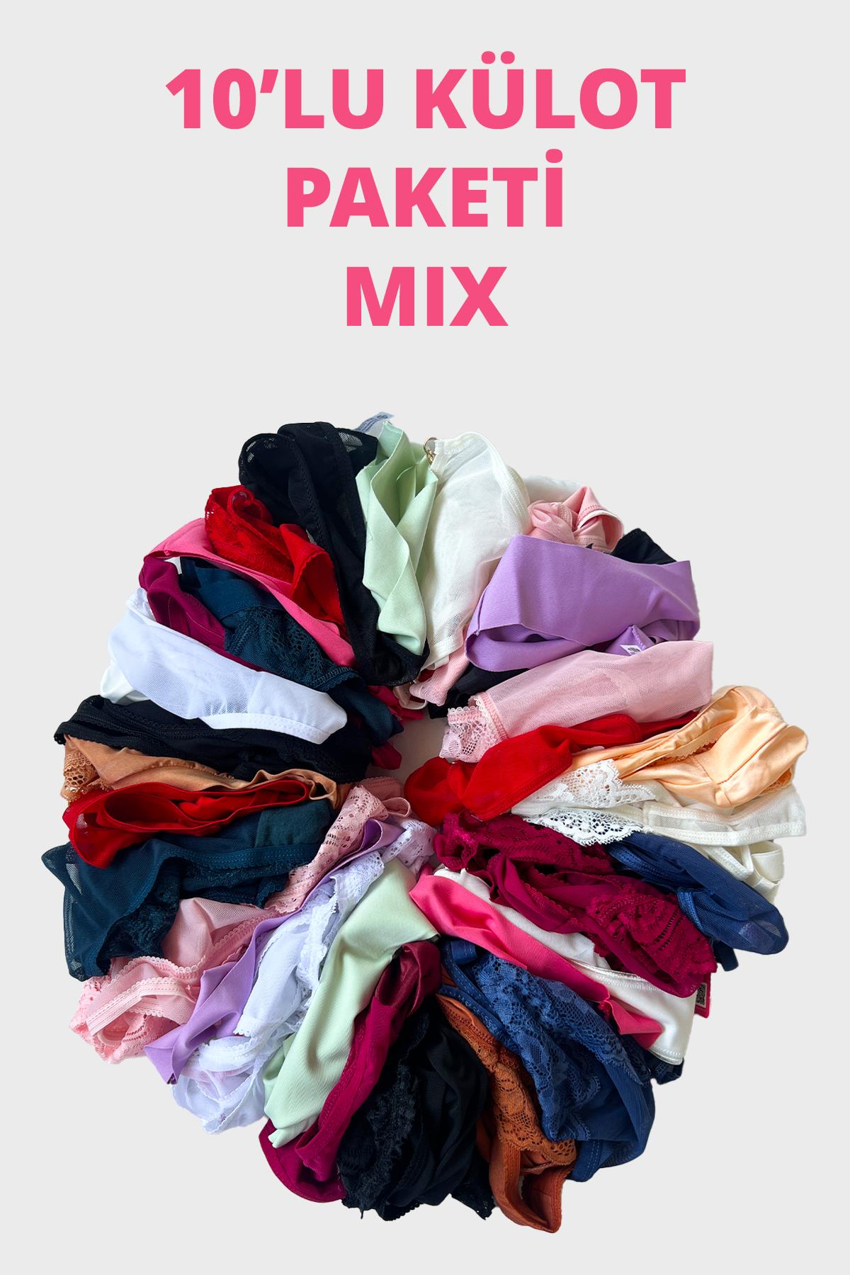 Kadın Bikini Külot Brezilya Külot Tanga Külot Karma Paket 10lu