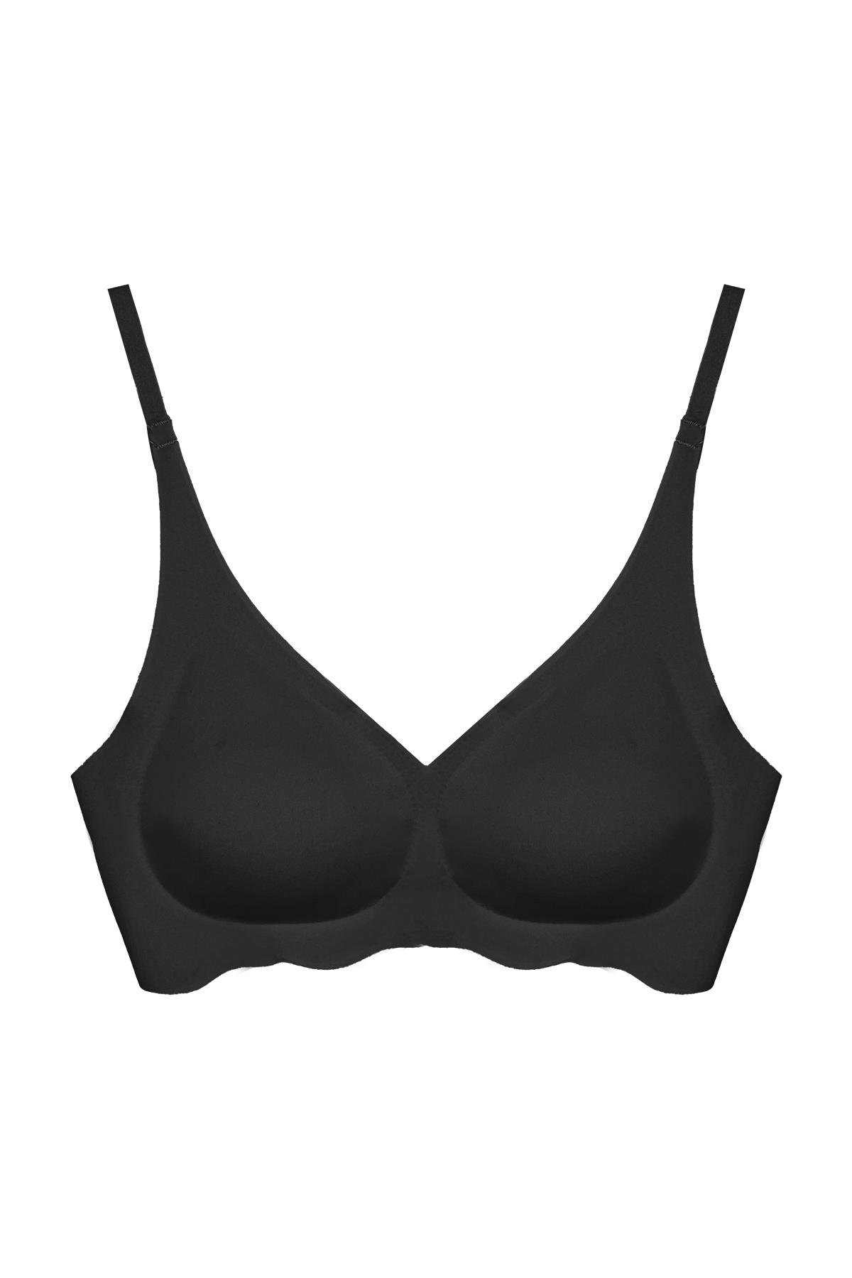 Seamless Bra - Wave | Siyah Lazer Kesim Dikişsiz Dalga Detaylı Balensiz Kadın Sütyen