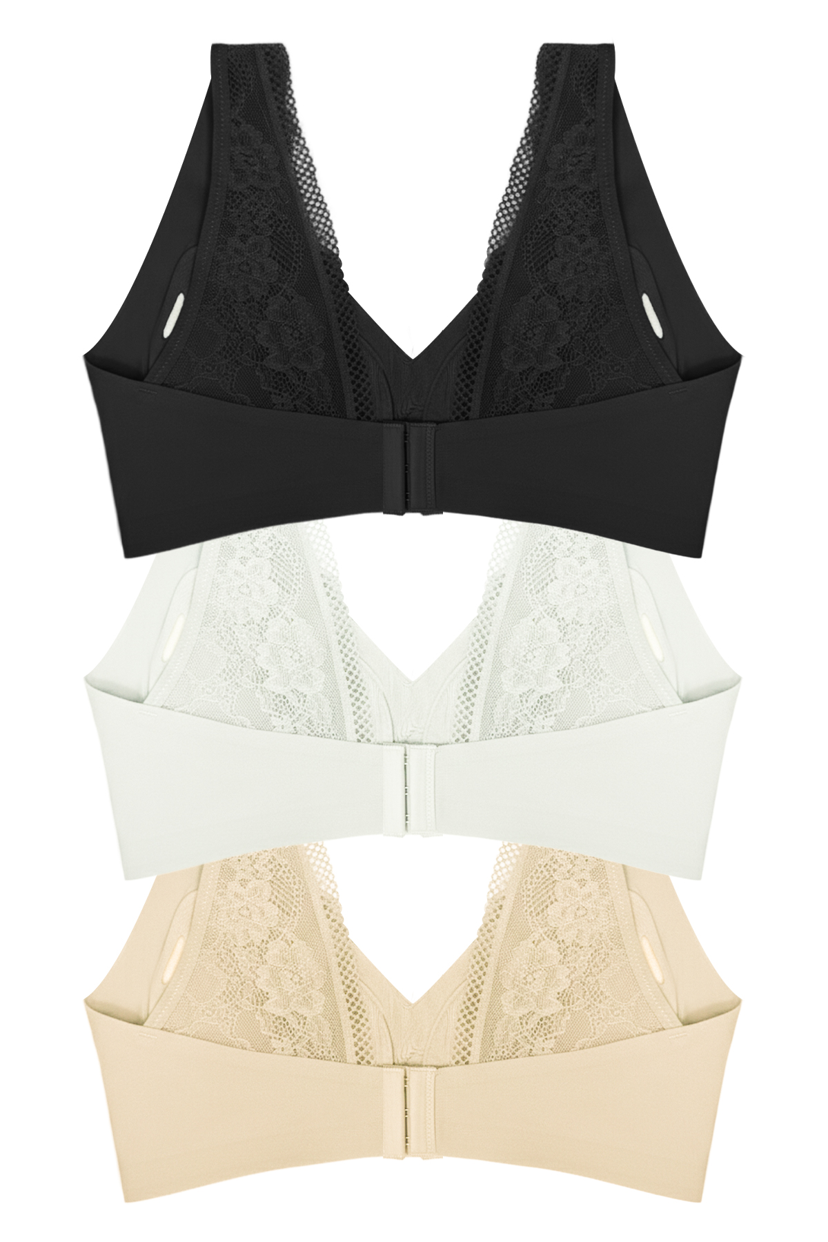 Seamless Bra - Lace | Lazer Kesim Dikişsiz Dantel Detaylı Balensiz Kadın Sütyen 3lü Paket