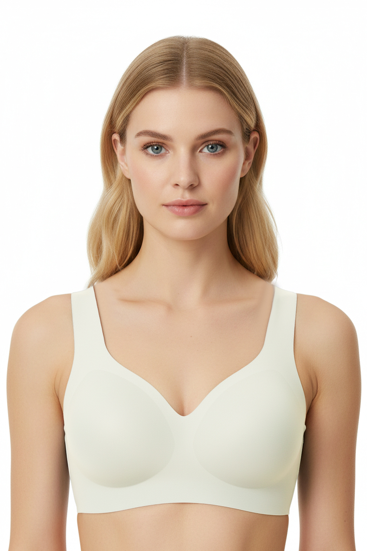 Seamless Bra - Lace | Krem Lazer Kesim Dikişsiz Dantel Detaylı Balensiz Kadın Sütyen