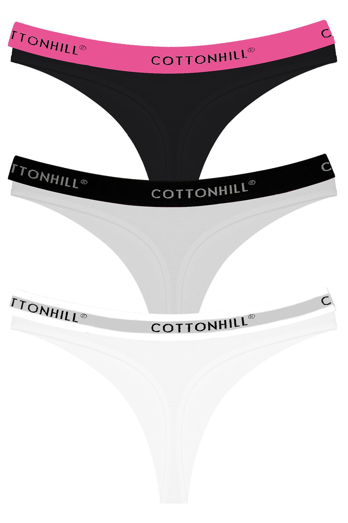 Pamuklu Basic Kadın Tanga Külot 3lü Paket - 4