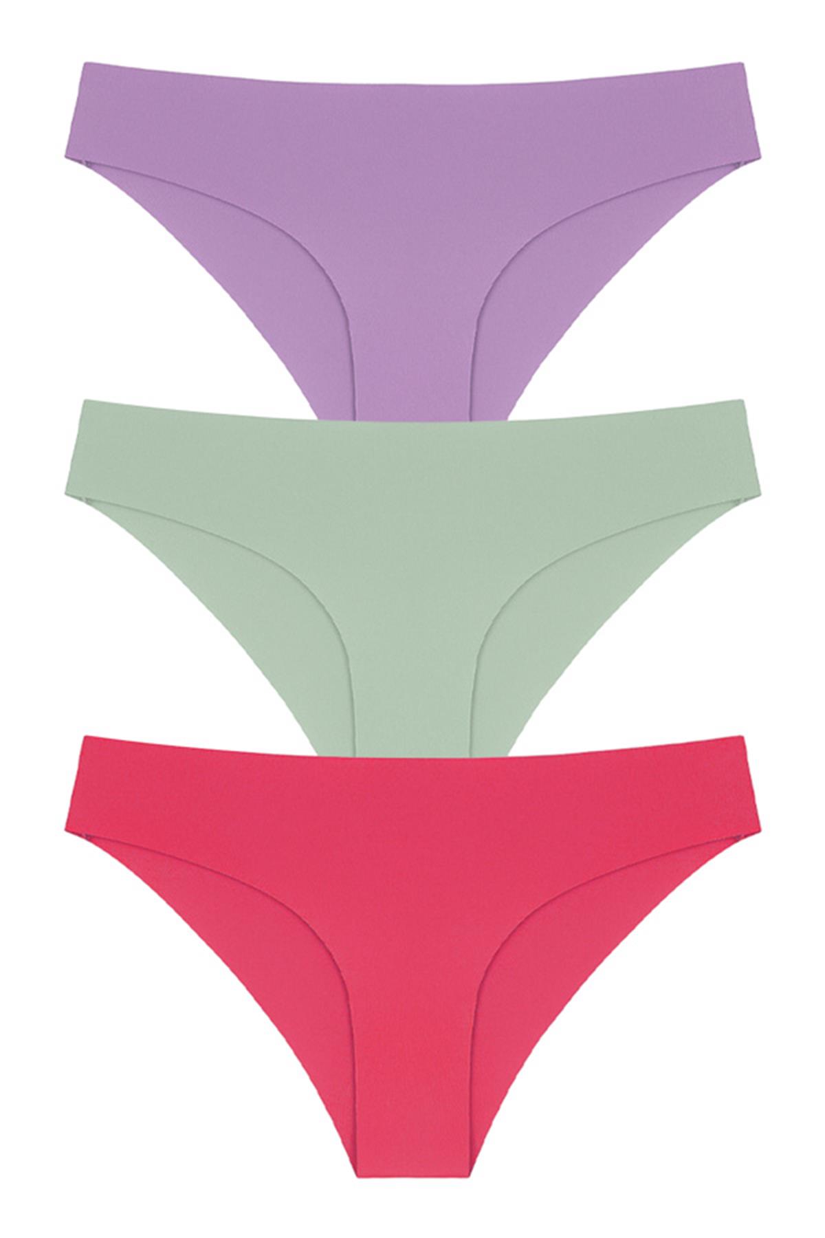 Lazer Kesim Kadın Bikini Külot 3lü Paket-1