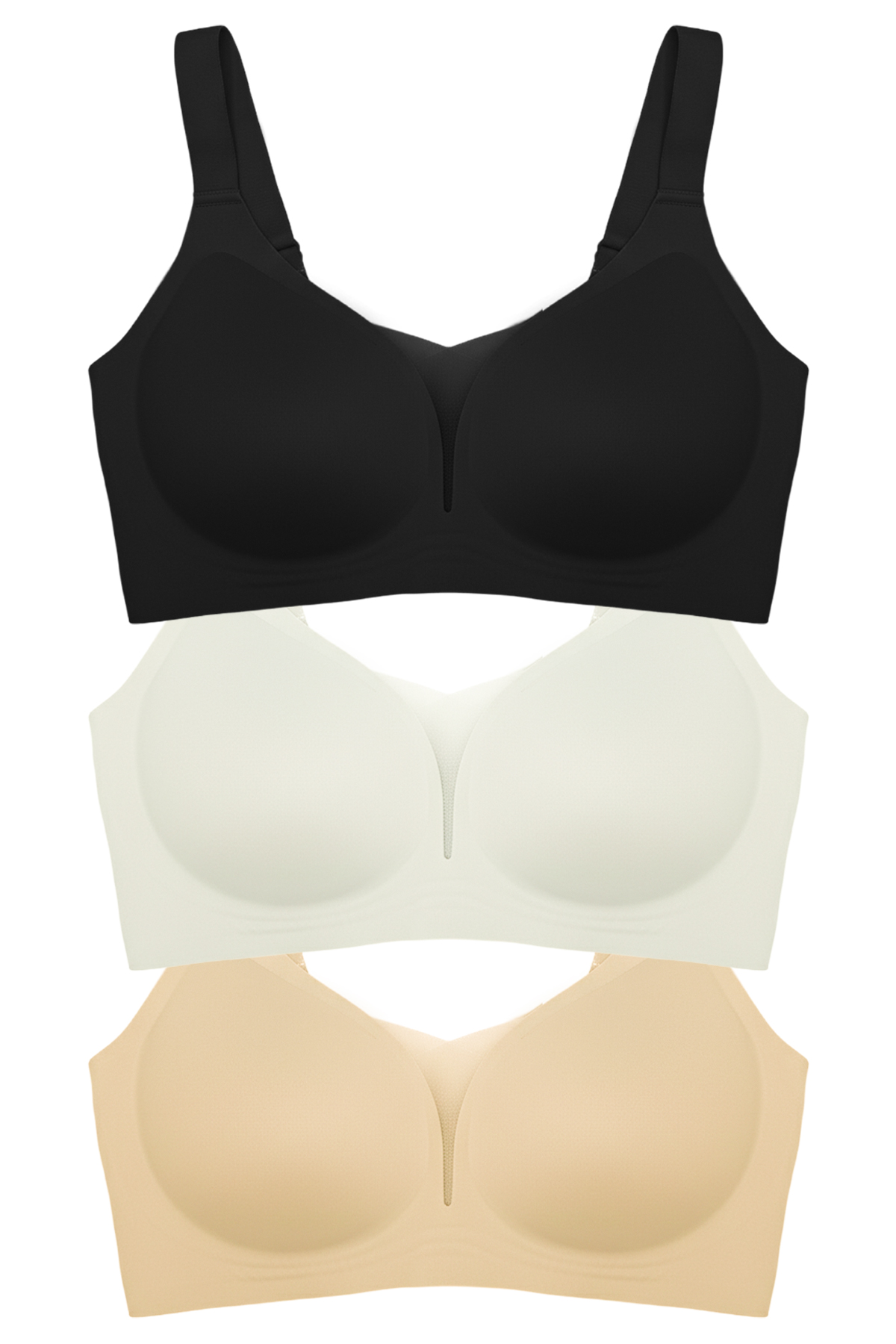 Seamless Bra - Shape | Lazer Kesim Dikişsiz Toparlayıcı Büyük Beden Tüllü Kadın Sütyen 3lü Paket