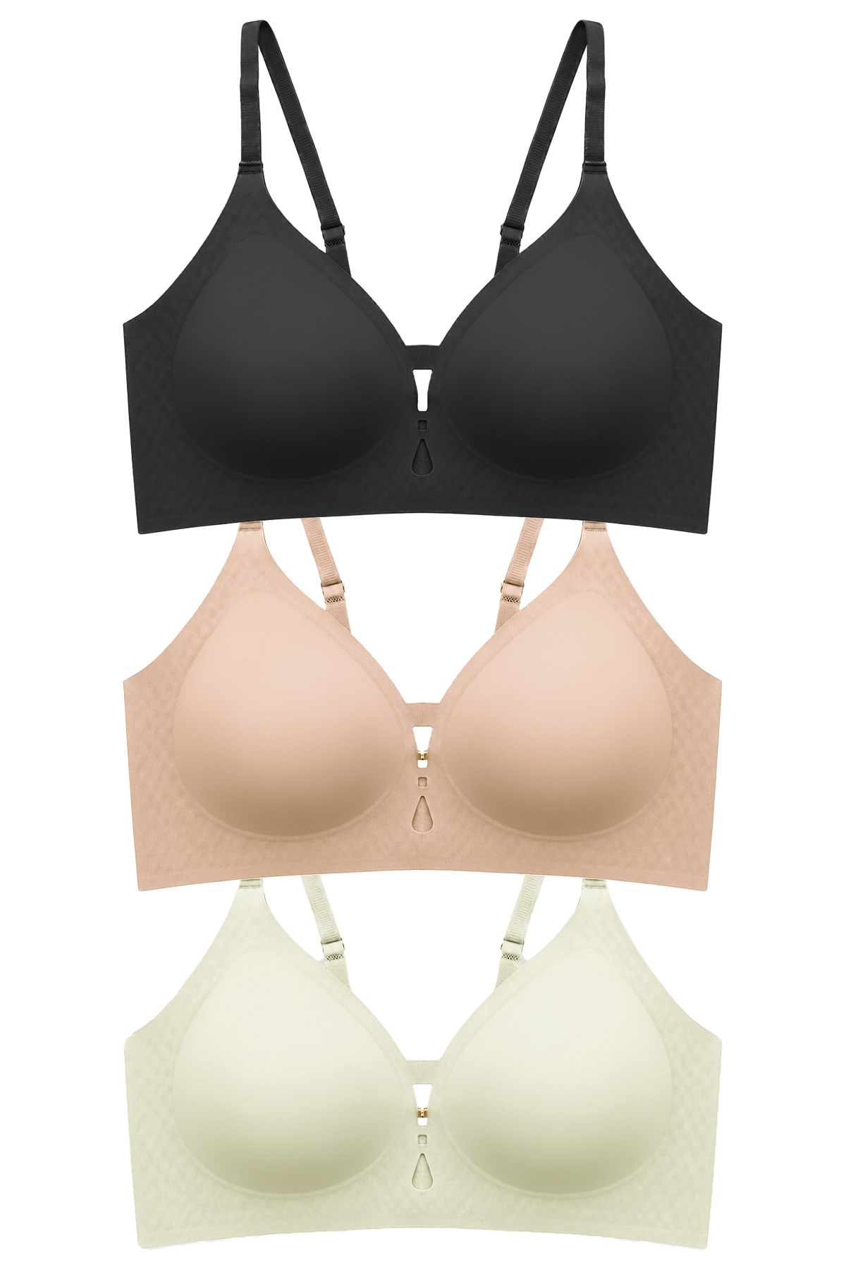 Seamless Bra - Elune | Lazer Kesim Balensiz Dekolte Taş Detaylı Dikişsiz Kadın Sütyen 3lü Paket-2