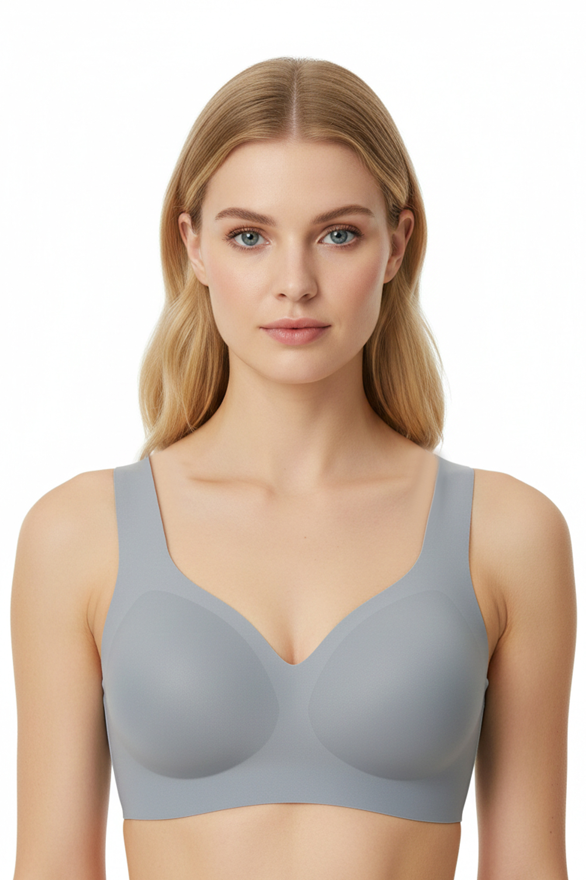 Seamless Bra - Lace | Gri Lazer Kesim Dikişsiz Dantel Detaylı Balensiz Kadın Sütyen