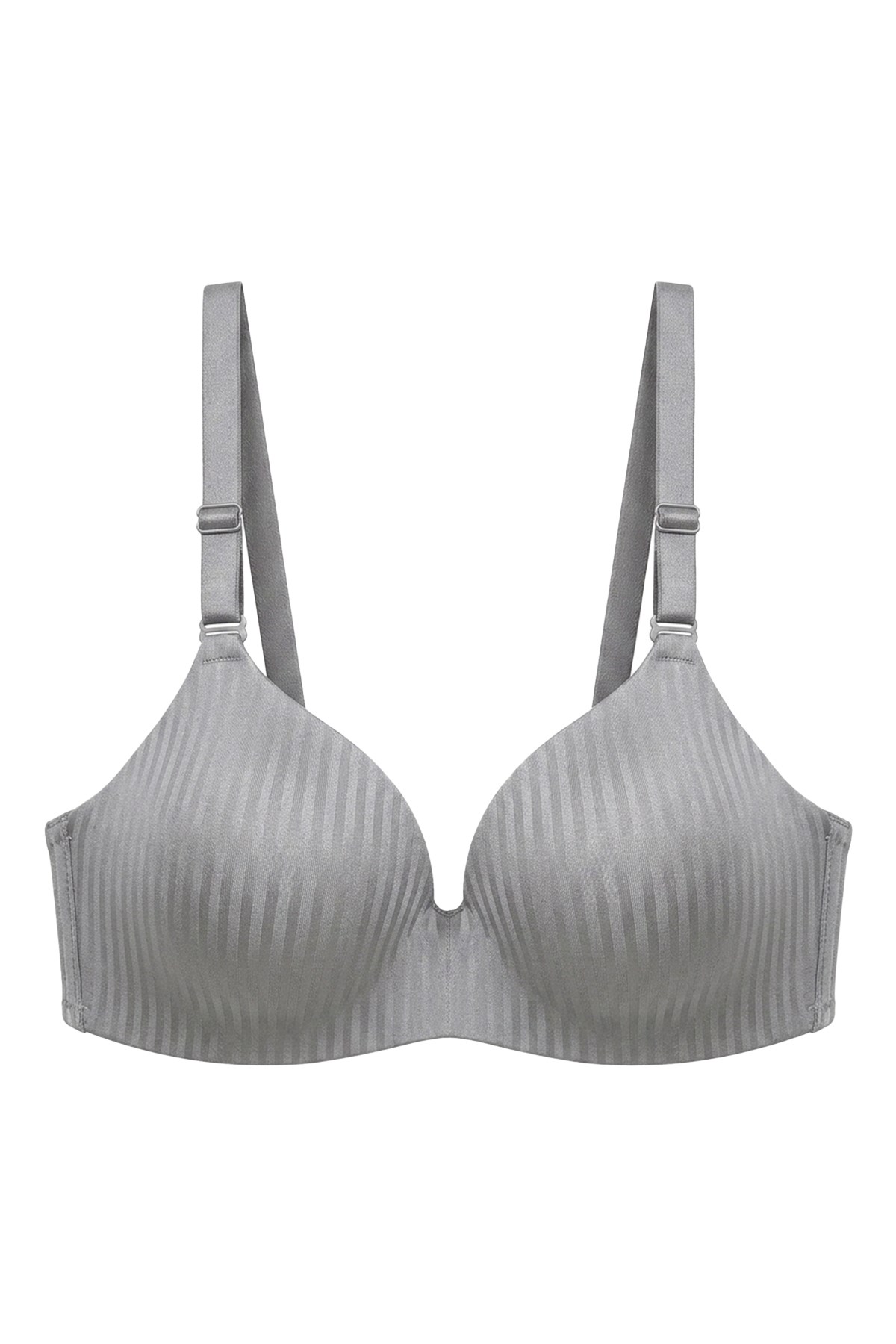 Seamless Bra - Rivelle | Gri Mikro Çizgi Desenli Balensiz Günlük Kadın Sütyen
