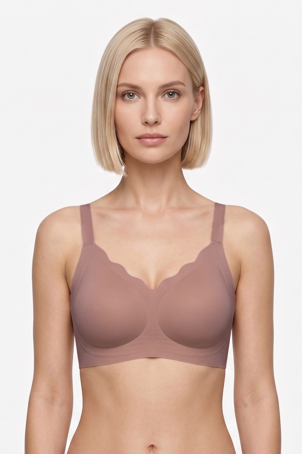 Seamless Bra - Smooth | Kahverengi Lazer Kesim Balensiz Ayarlanabilir Askılı Dikişsiz Kadın Sütyen