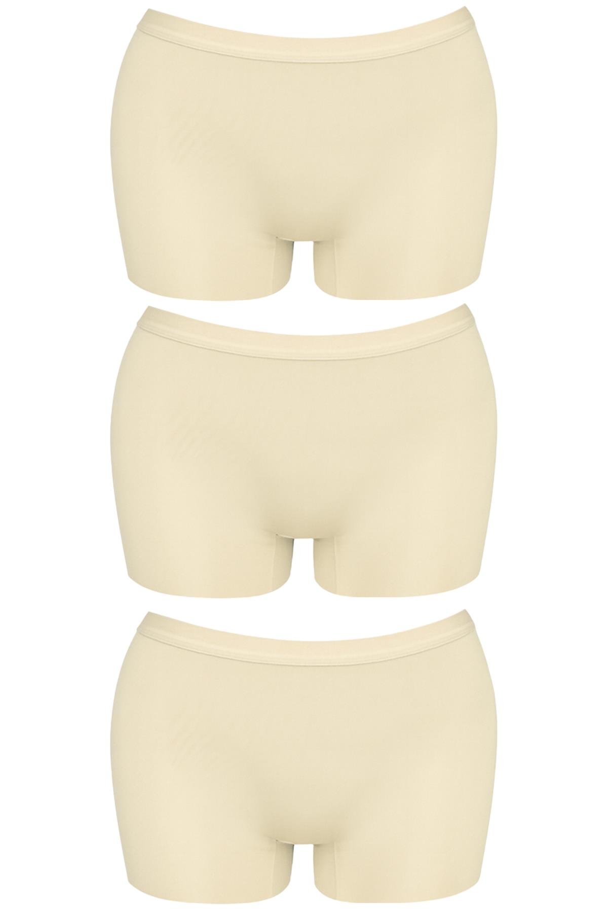 Basic Lazer Kesim Dikişsiz Kadın Boxer Külot Ten 3lü Paket