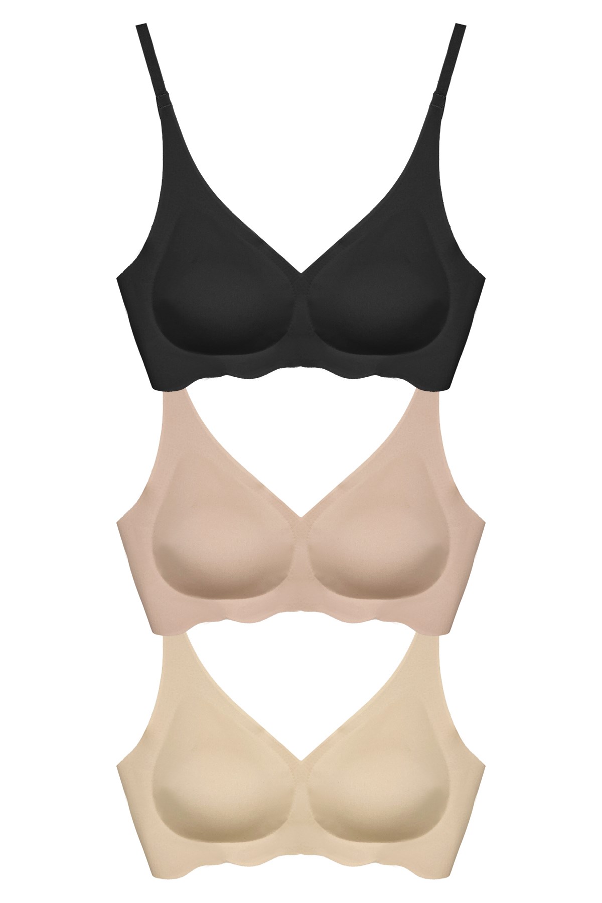 Seamless Bra - Wave | Lazer Kesim Dikişsiz Dalga Detaylı Balensiz Kadın Sütyen 3lü Paket-2