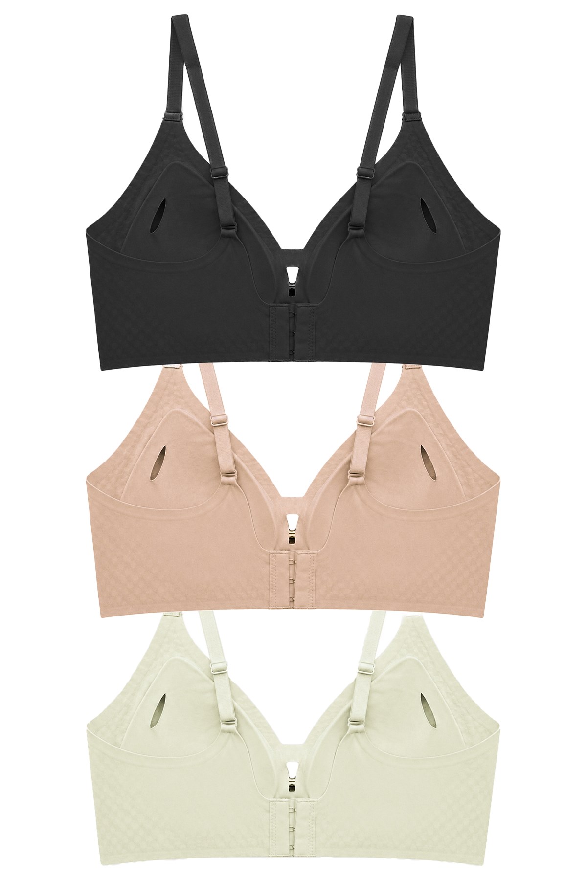 Seamless Bra - Elune | Lazer Kesim Balensiz Dekolte Taş Detaylı Dikişsiz Kadın Sütyen 3lü Paket-2