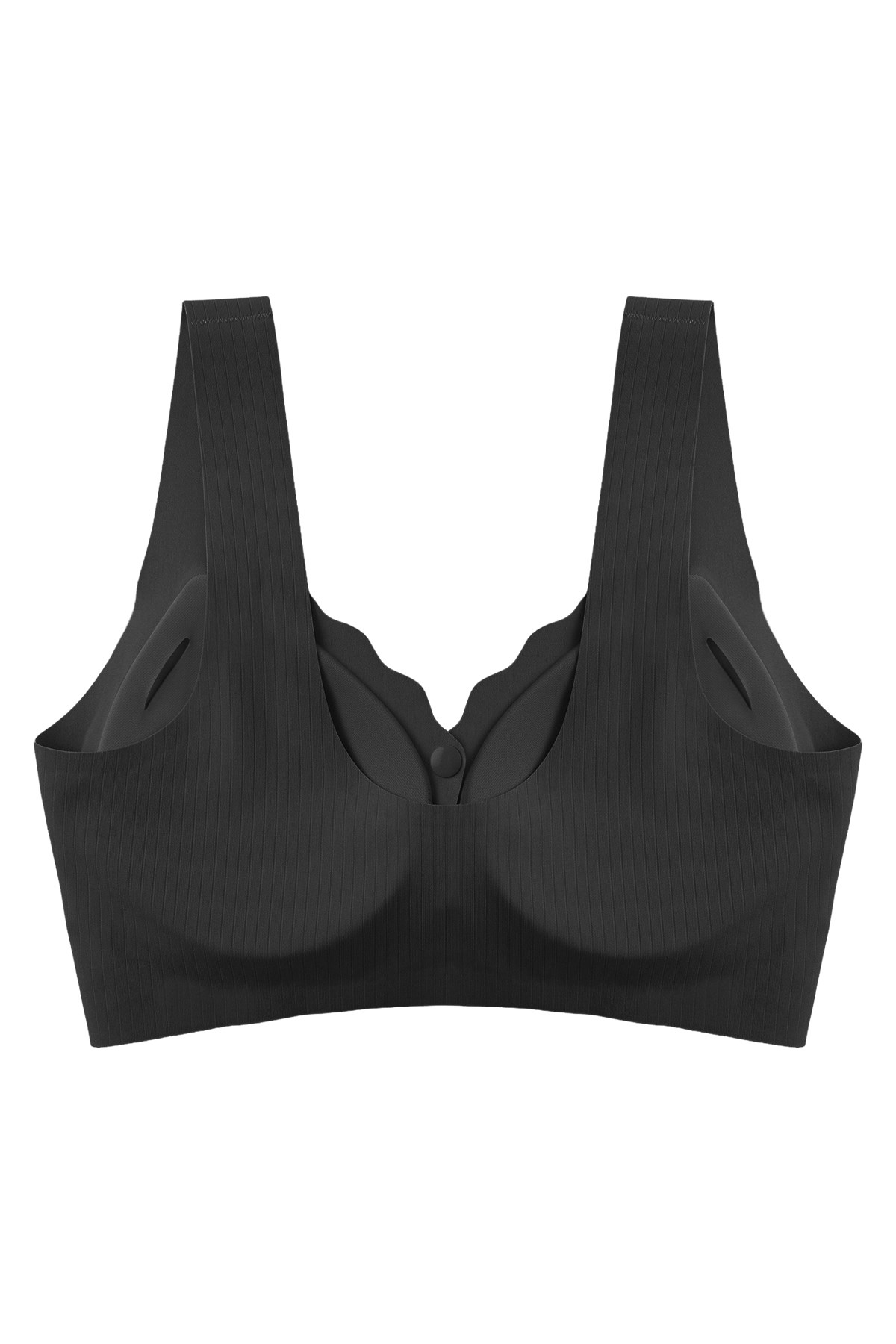 Seamless Bra - Feel | Siyah Lazer Kesim Çizgi Detaylı Önü Açılabilir Dikişsiz Kadın Sütyen