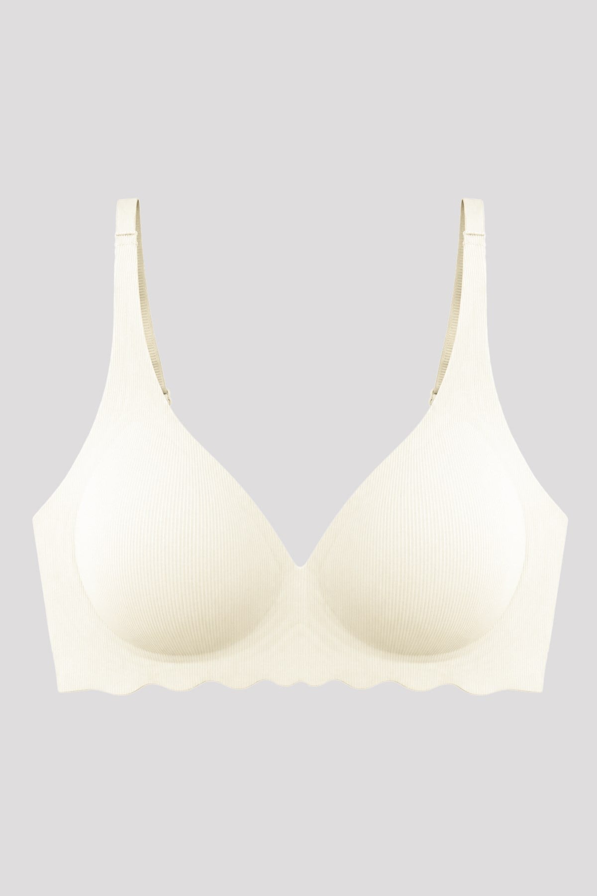 Seamless Bra - Lumera | Krem Lazer Kesim Balensiz Rib Dokulu Dalga Kesim Dikişsiz Kadın Sütyen