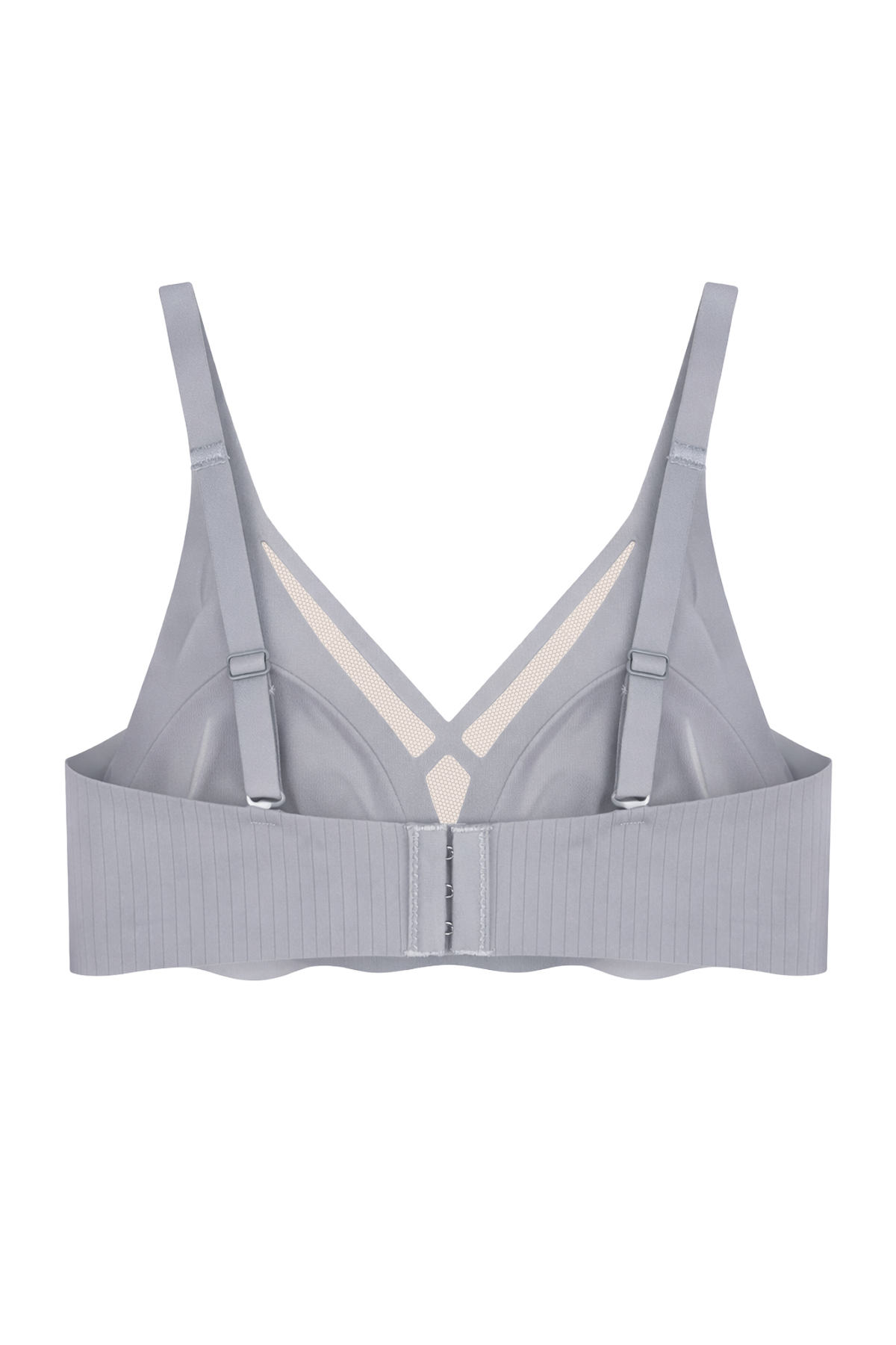 Seamless Bra - Liny | Gri Lazer Kesim Dikişsiz Çizgi Desenli Dekolteli Kadın Sütyen