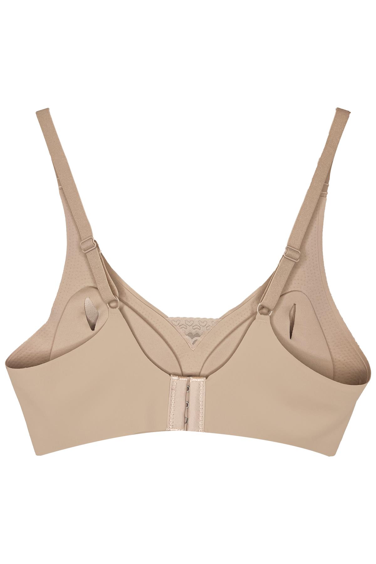 Kahverengi Lazer Kesim Dikişsiz Sütyen Çıkarılabilir Pedli Hayalet Sütyen Dantel Detay Ayarlanabilir