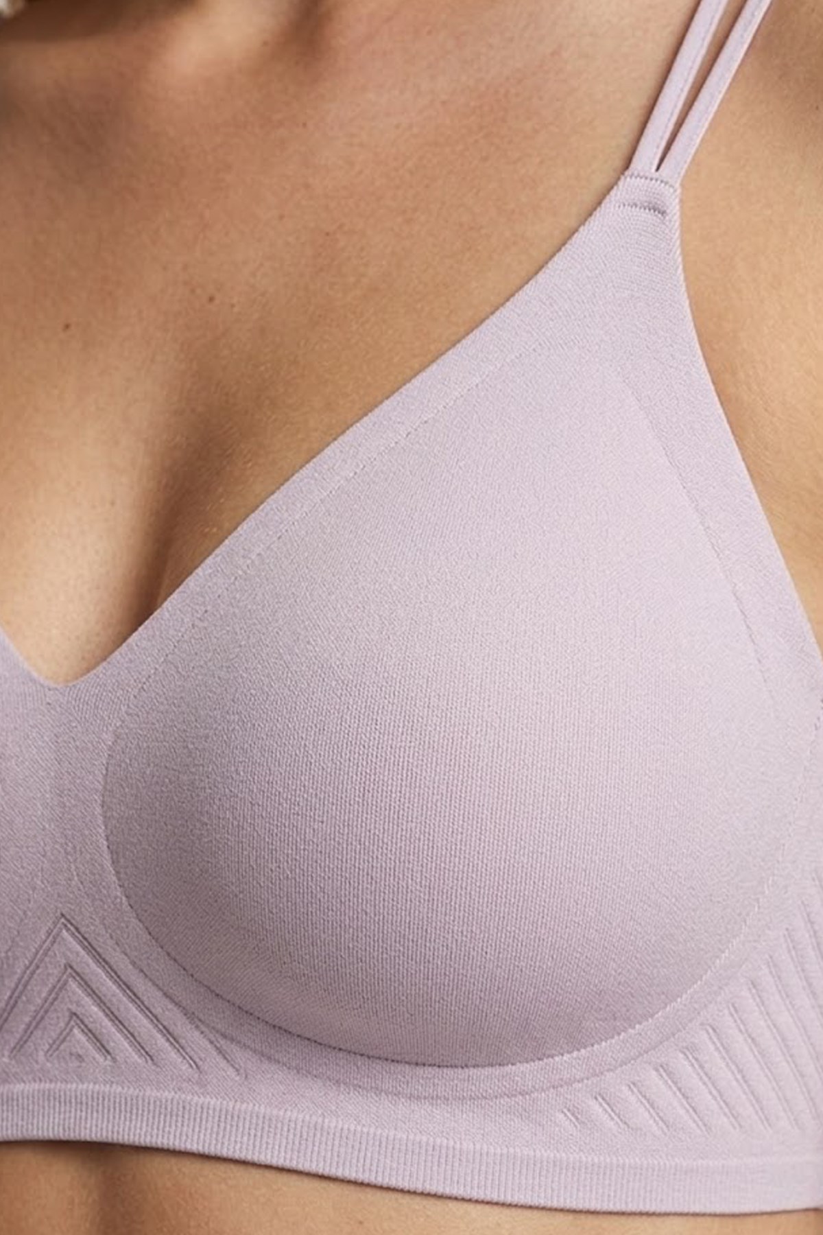Seamless Bra - Viora | Lila Lazer Kesim Balensiz Kontur Kabartma Detaylı Dikişsiz Kadın Sütyen