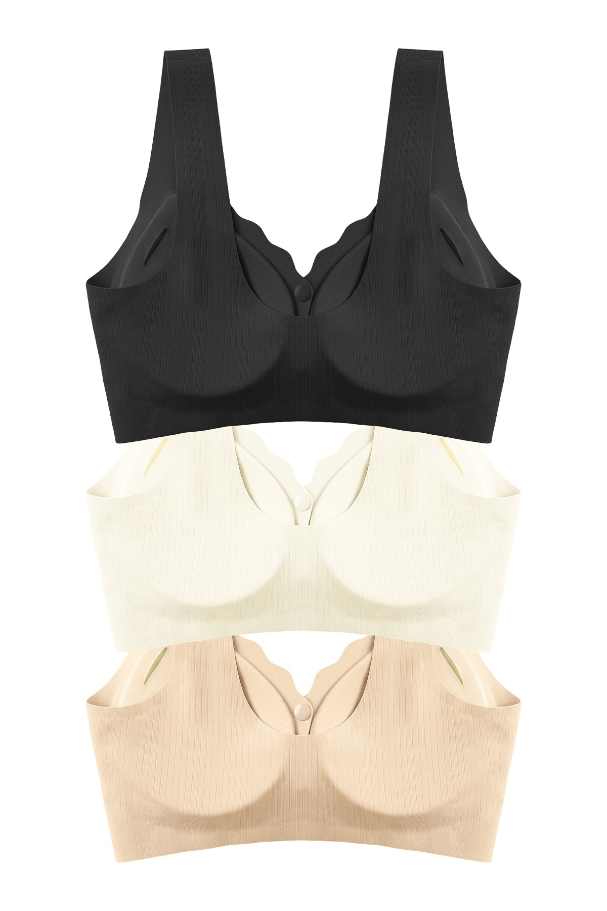 Seamless Bra - Feel | Lazer Kesim Çizgi Detaylı Önü Açılabilir Dikişsiz Kadın Sütyen 3lü Paket
