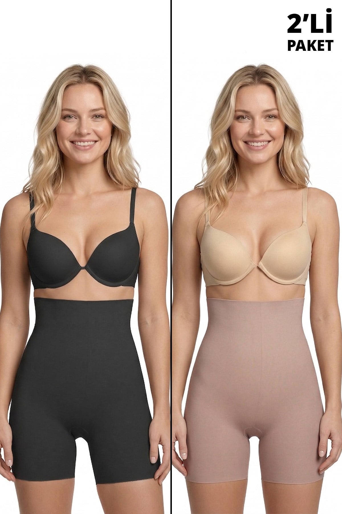 Yüksek Bel Toparlayıcı Lazer Kesim Kadın Korse Siyah-Kahverengi 2li Paket