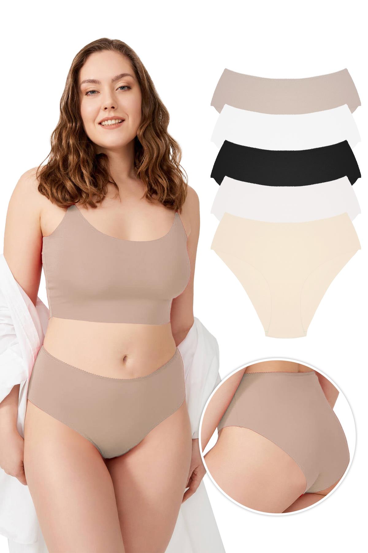 Basic Yüksek Bel Büyük Beden Kadın Lazer Külot 5li Paket