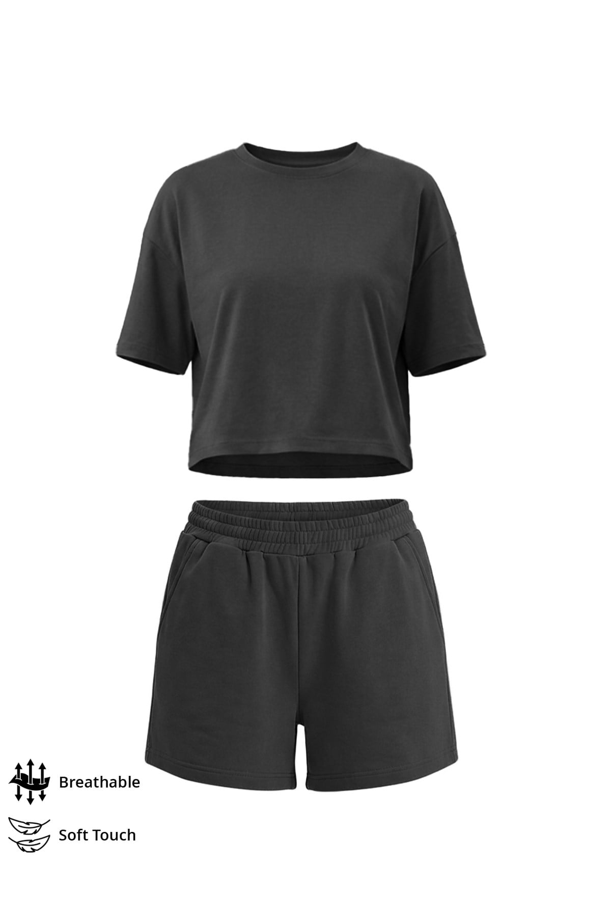 Premium - Sway Collection | Siyah Modal Şortlu Kadın Eşofman Takımı