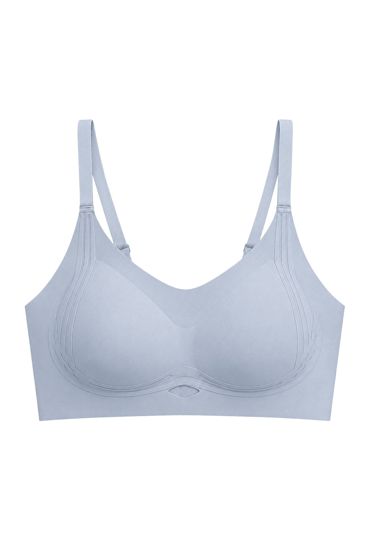 Seamless Bra - Elaris | Gri Lazer Kesim Balensiz Dekolteli Şerit Detay Dikişsiz Kadın Sütyen