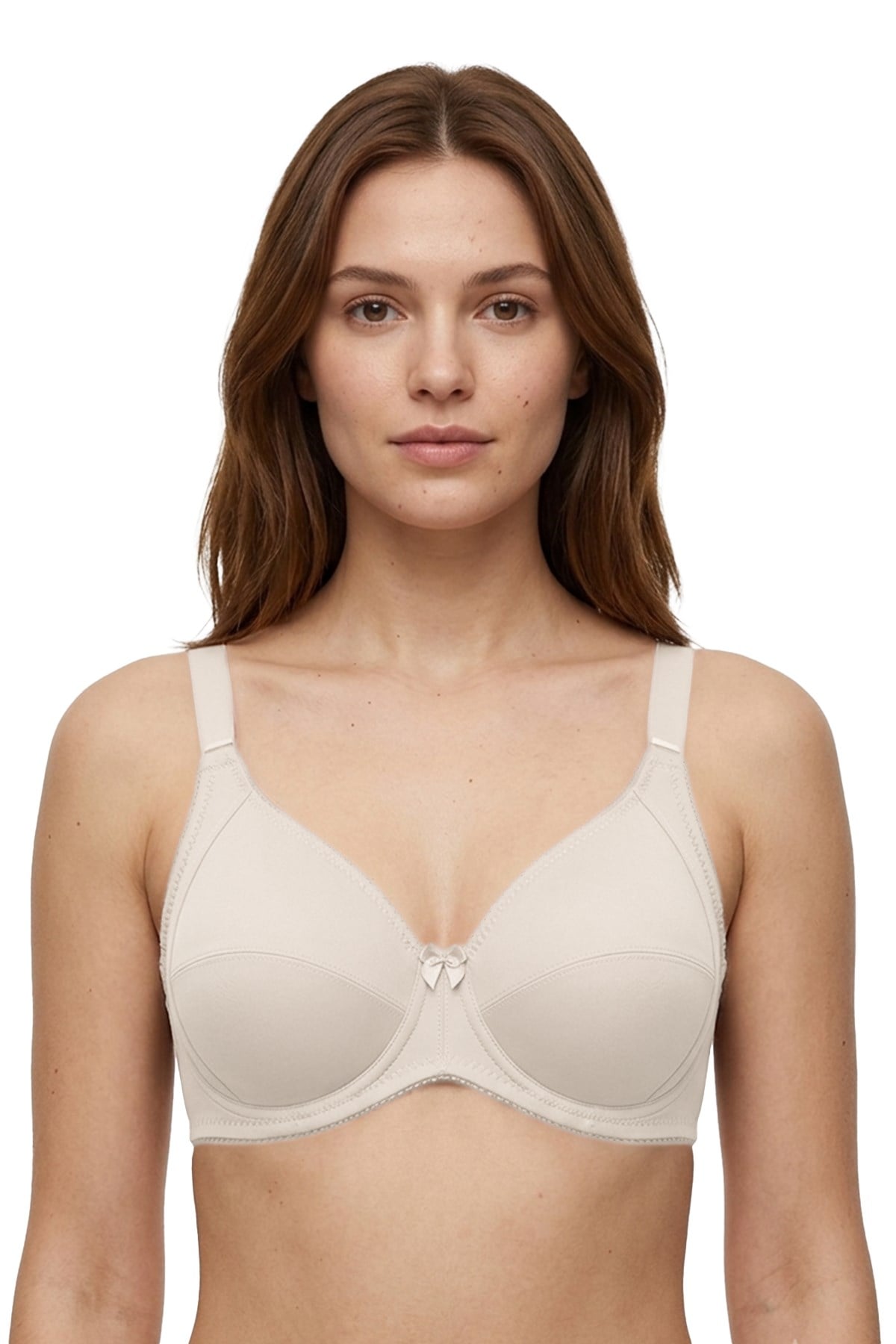 Bra - Novia | Krem Büyük Beden Micro Balenli Minimizer Ayarlanabilir Askılı Kadın Sütyen