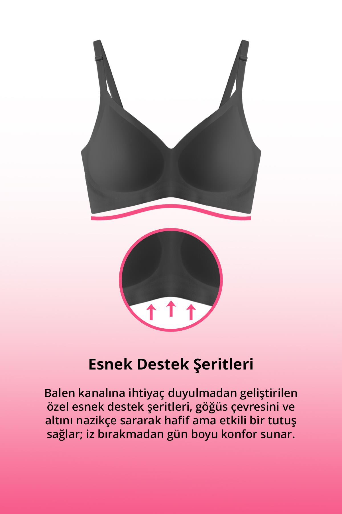 Seamless Bra - Pure | Siyah Lazer Kesim Dikişsiz Ayarlanabilir Askılı Balensiz Kadın Sütyen