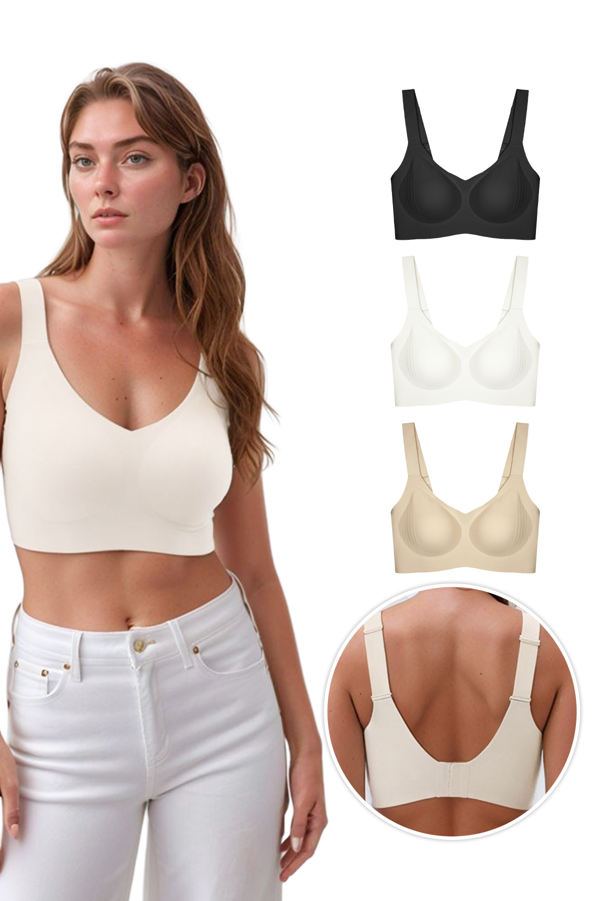 Seamless Bra - Curve | Lazer Kesim Dikişsiz Toparlayıcı Büyük Beden Kadın Sütyen 3lü Paket-2