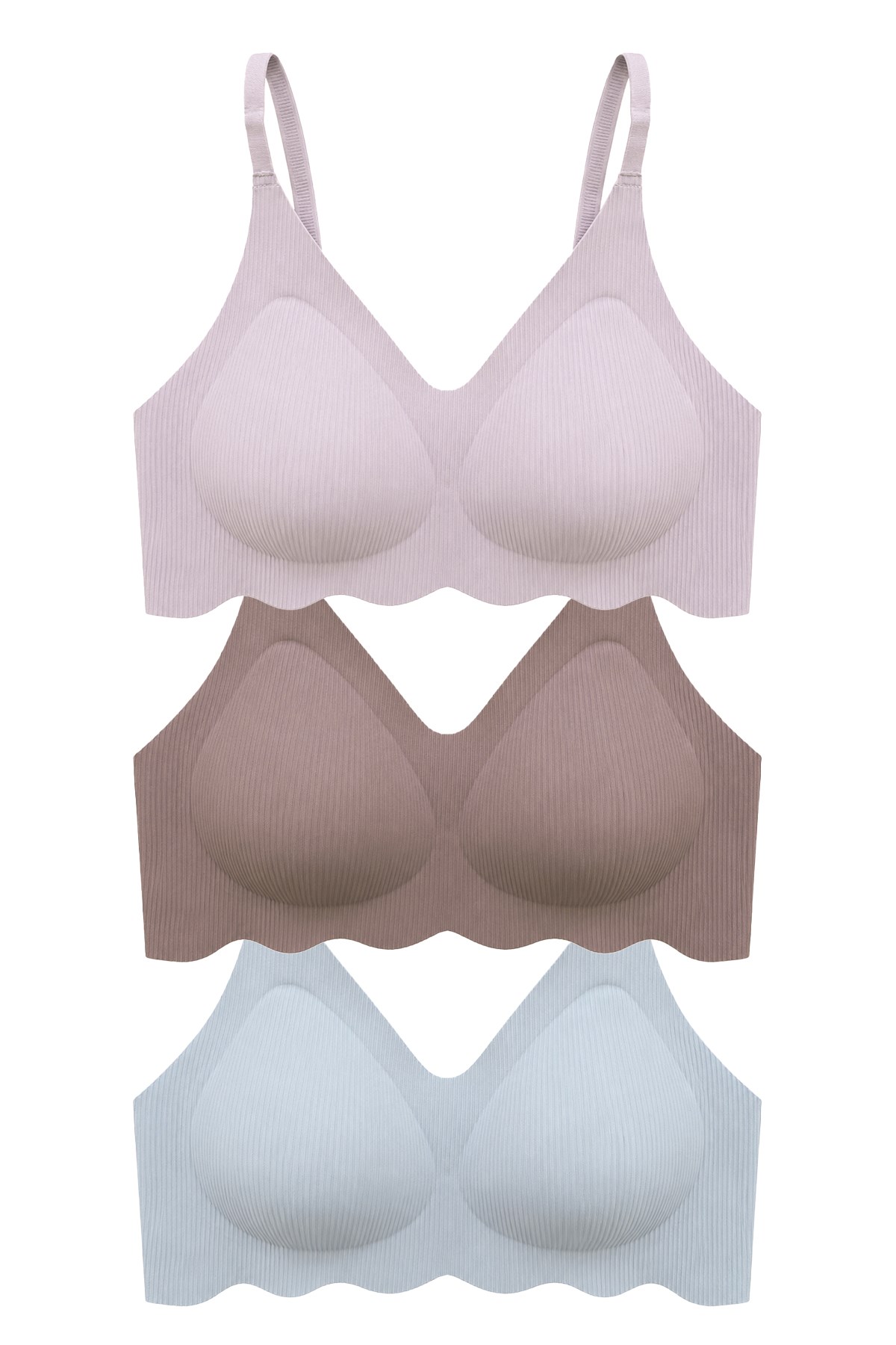 Seamless Bra - Elara | Lazer Kesim Balensiz İnce Fitil Dokulu Dikişsiz Kadın Sütyen 3lü Paket