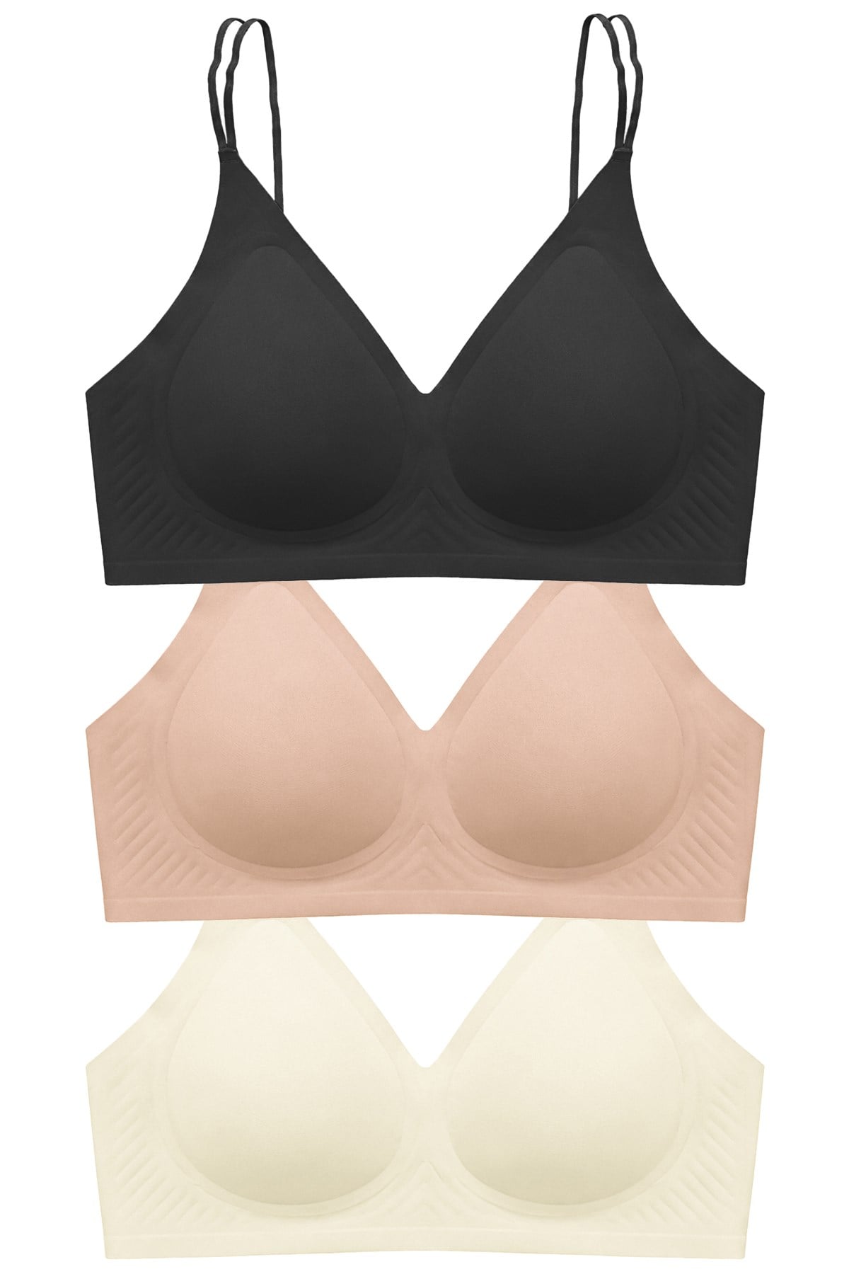 Seamless Bra - Viora | Lazer Kesim Balensiz Kontur Kabartma Detay Dikişsiz Kadın Sütyen 3lü Paket-2