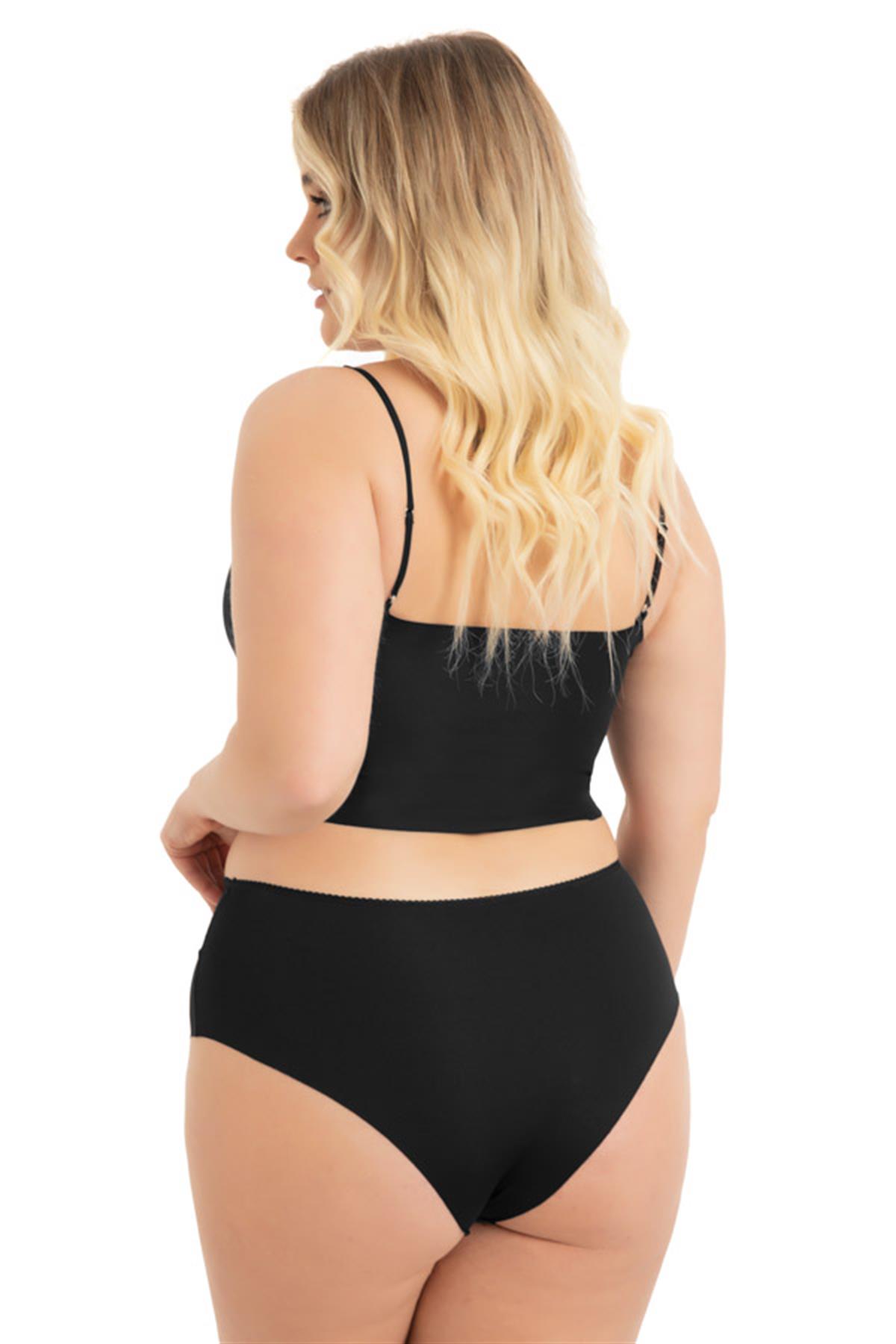 Dantel ve Taş Detaylı Lazer Kesim Büyük Beden Kadın Bikini Külot 3lü Paket