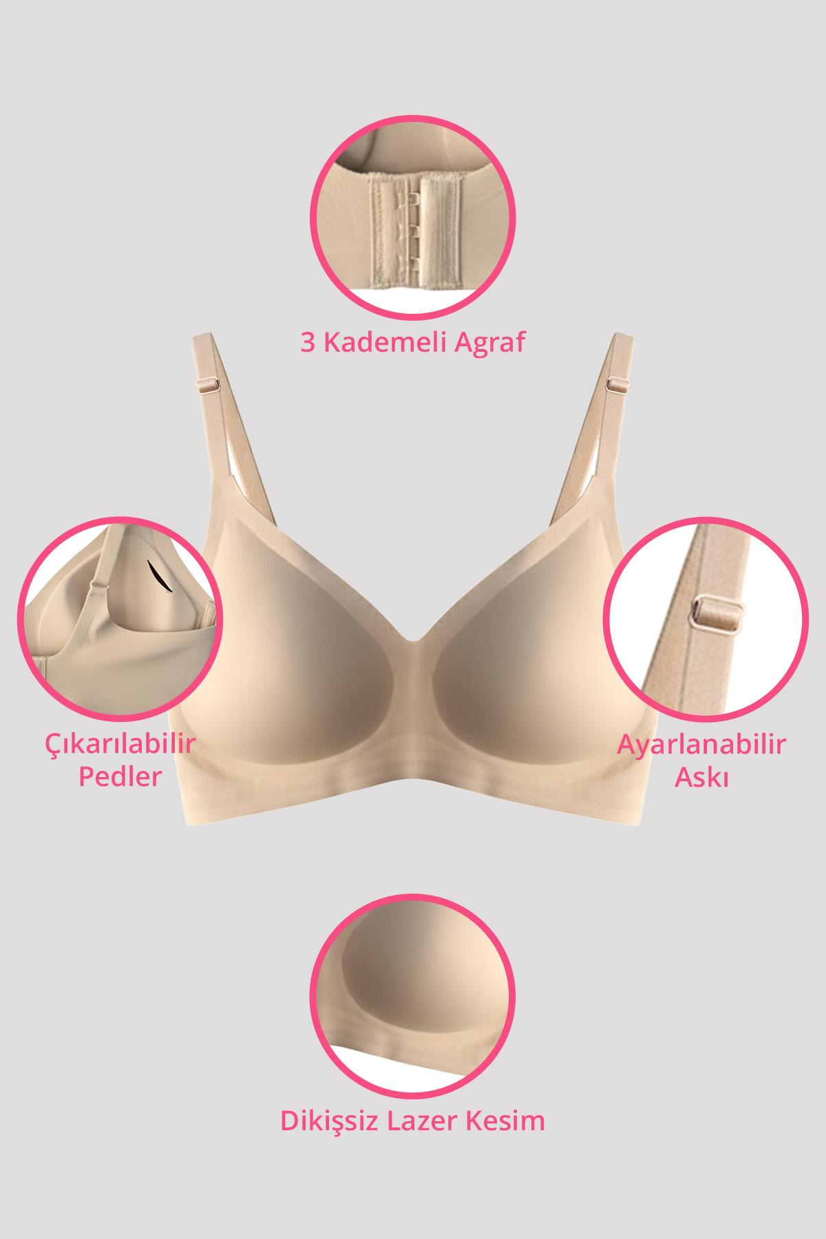 Seamless Bra - Pure | Ten Lazer Kesim Dikişsiz Ayarlanabilir Askılı Balensiz Kadın Sütyen