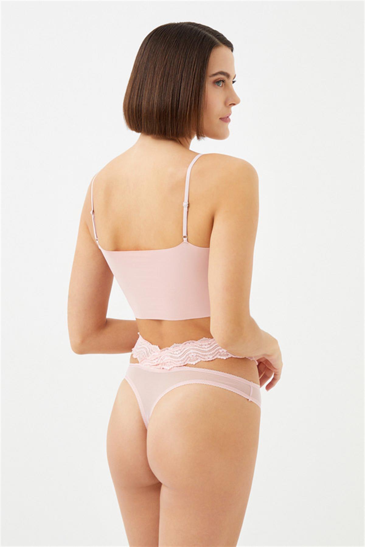 Dantel Detaylı Transparan Tül Kadın Tanga Külot 5li Paket