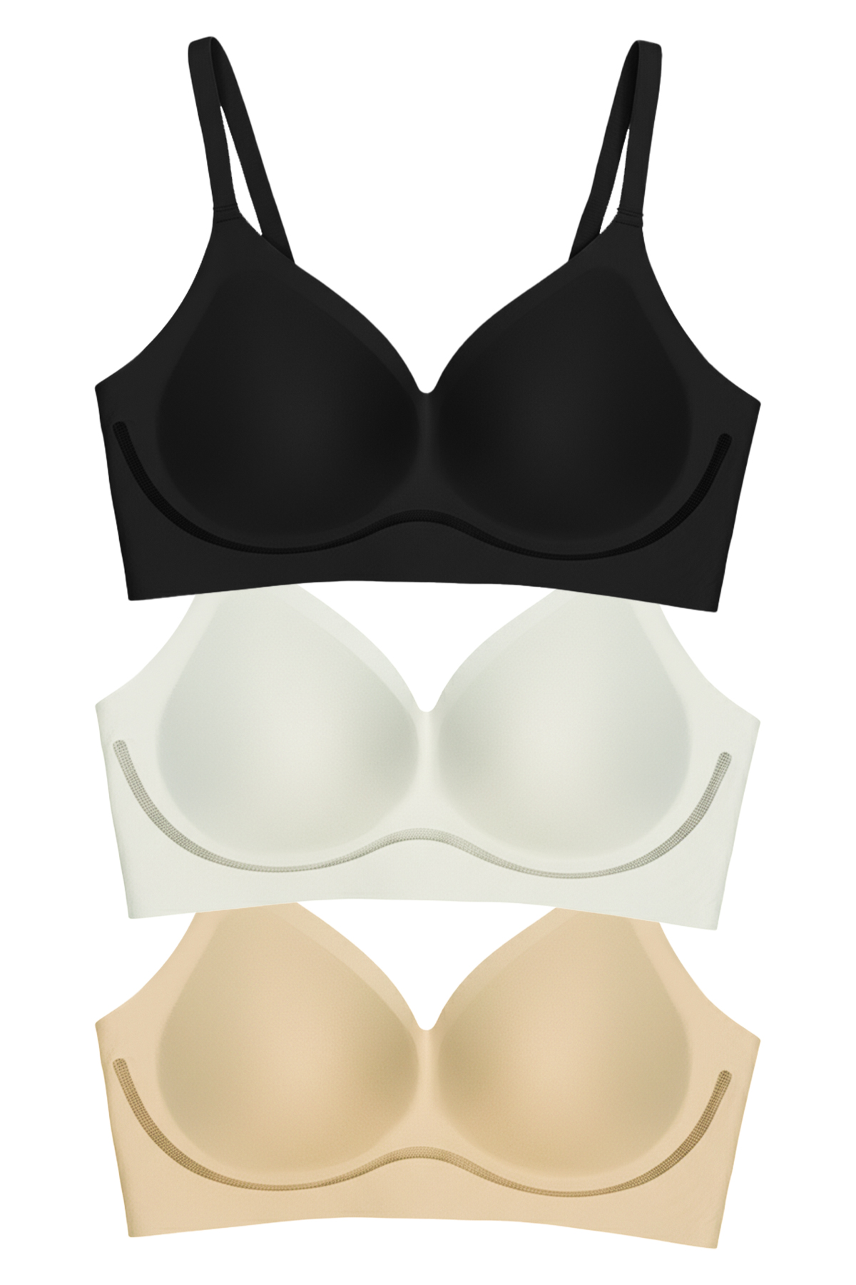 Seamless Bra - Air | Lazer Kesim Dikişsiz Dalga Şerit Detaylı Balensiz Kadın Sütyen 3lü Paket